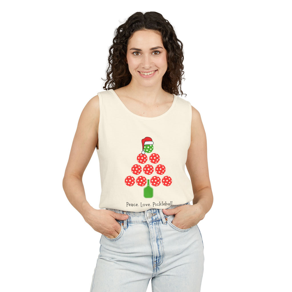 Holiday Moon. Unisex, Lightweight, Cotton, Graphic Tank. Peace.Love.Pickleball.