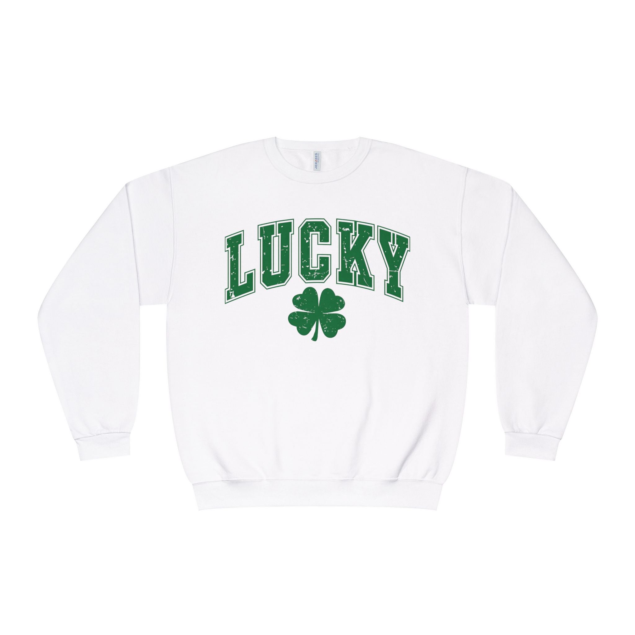 A Lucky Moon.  Ladies, Crew Neck, Medium-Heavy NuBlend fleece/cotton, Graphic Sweatshirt. Lucky Collegiate.