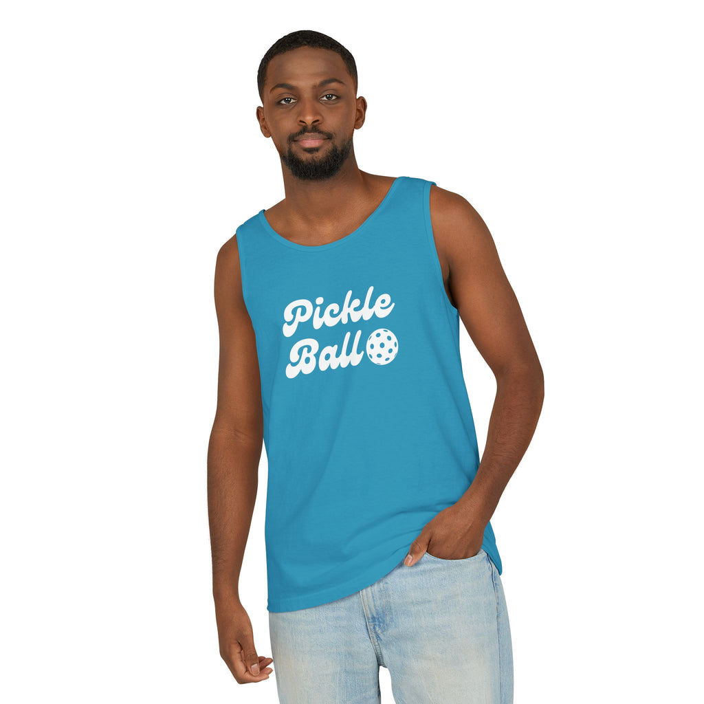 Pickleball. Mens, Lightweight, Cotton, Graphic Tank. Pickleball.