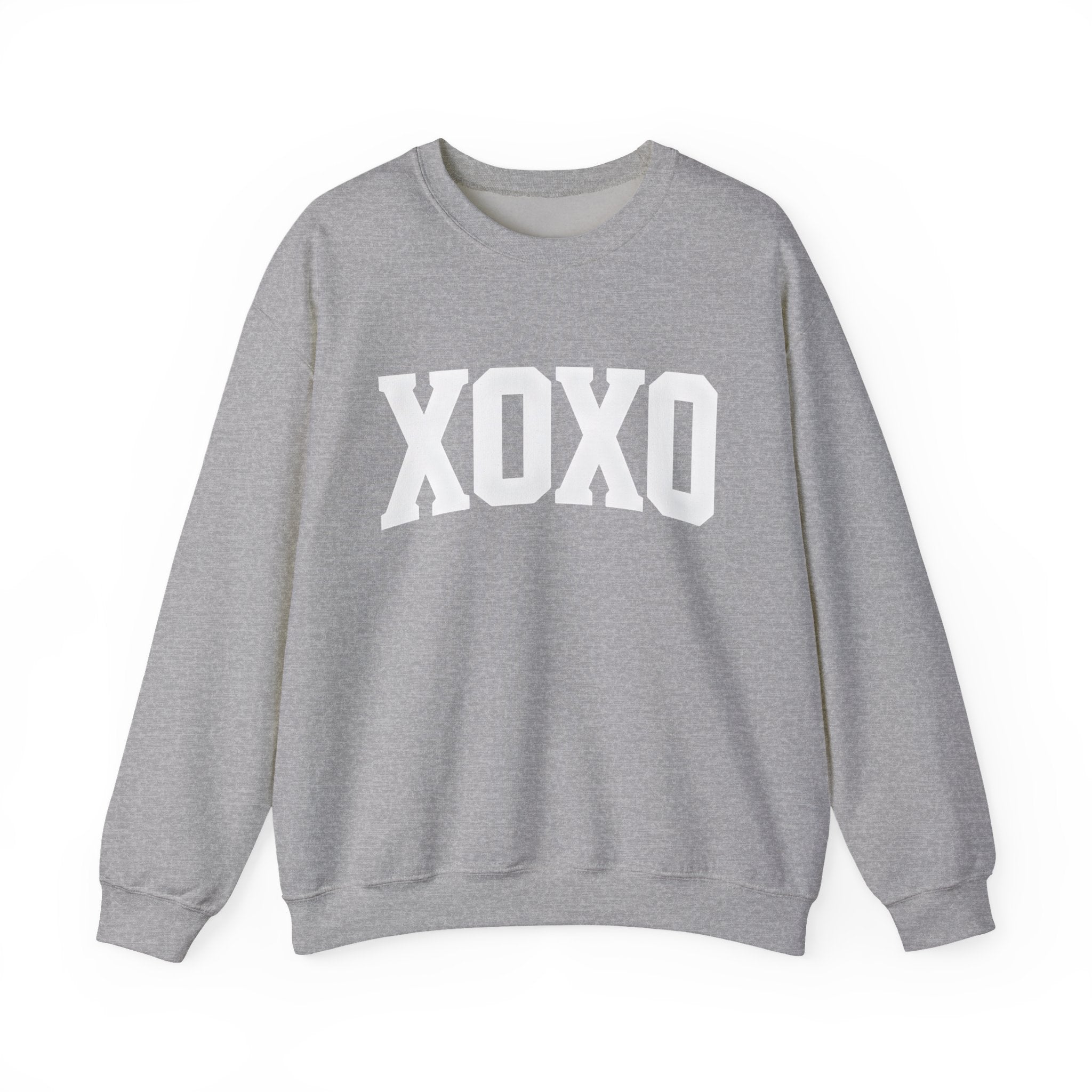 A Valentine Holiday Moon. Ladies, Crew Neck, durable 50/50 cotton poly blend, Graphic Sweatshirt.XOXO.