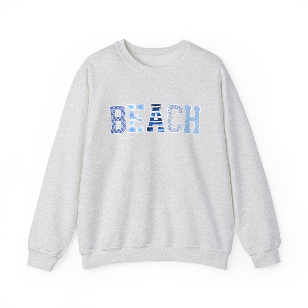 Coastal Moon Collection. Crew neck, medium-heavy, graphic sweatshirt. Available in 5 Colors. BEACH.