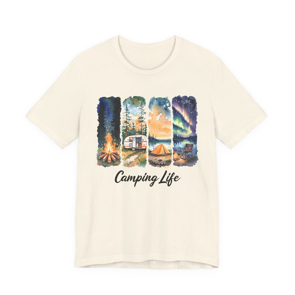 Adventure Awaits. Unisex, Crew Neck, Short Sleeve, Graphic T-Shirt. Camping Life.