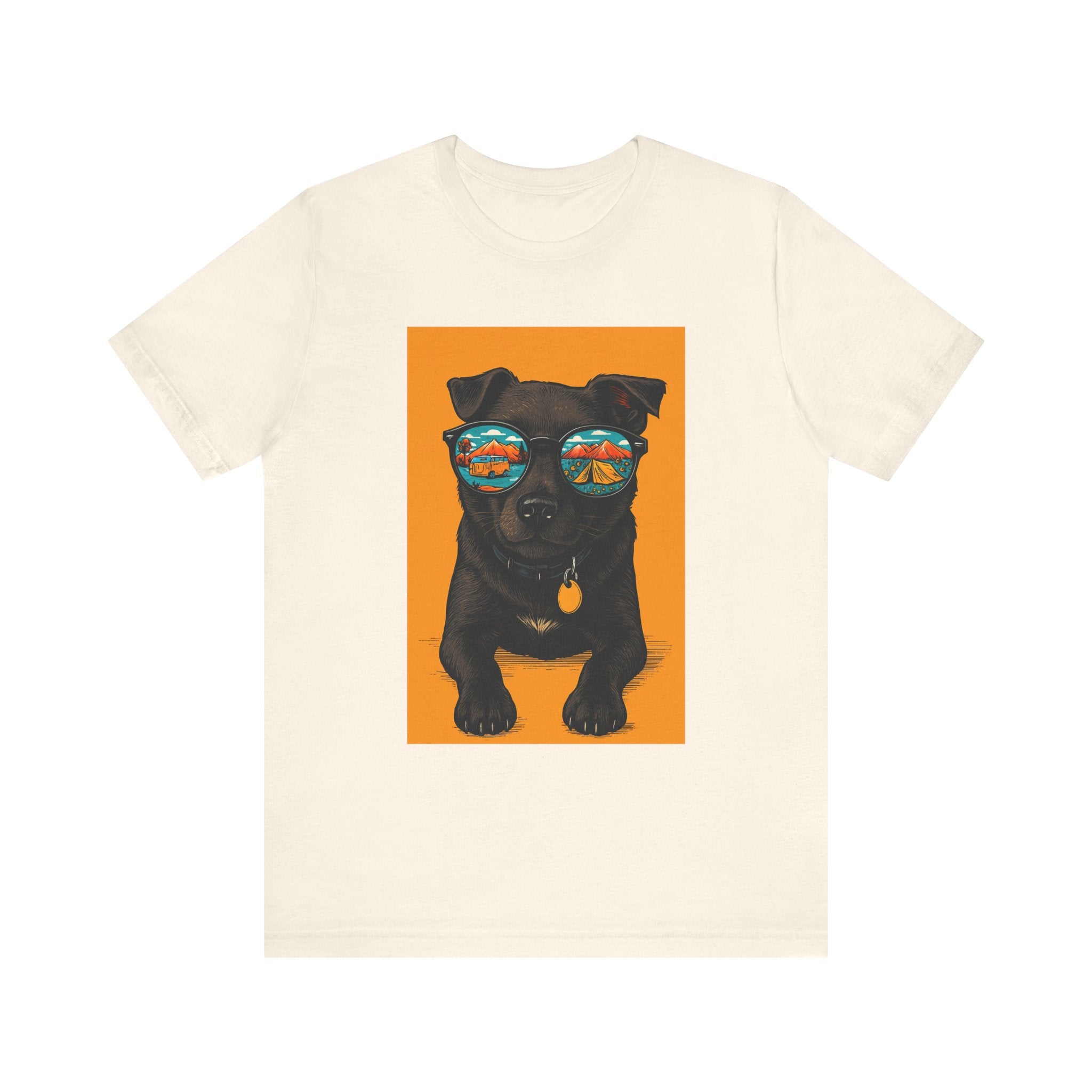 Bark & Meow Collection. Unisex, Crew Neck, Short Sleeve, Graphic T-Shirt.  Camping. Dog.