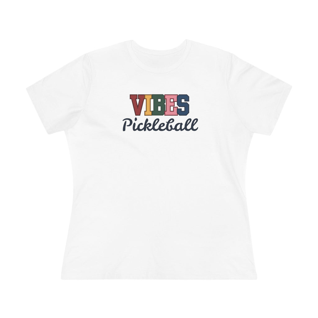 Pickleball. Women's Crew Neck, Short Sleeve, Graphic T-Shirt.  Pickleball Vibes.