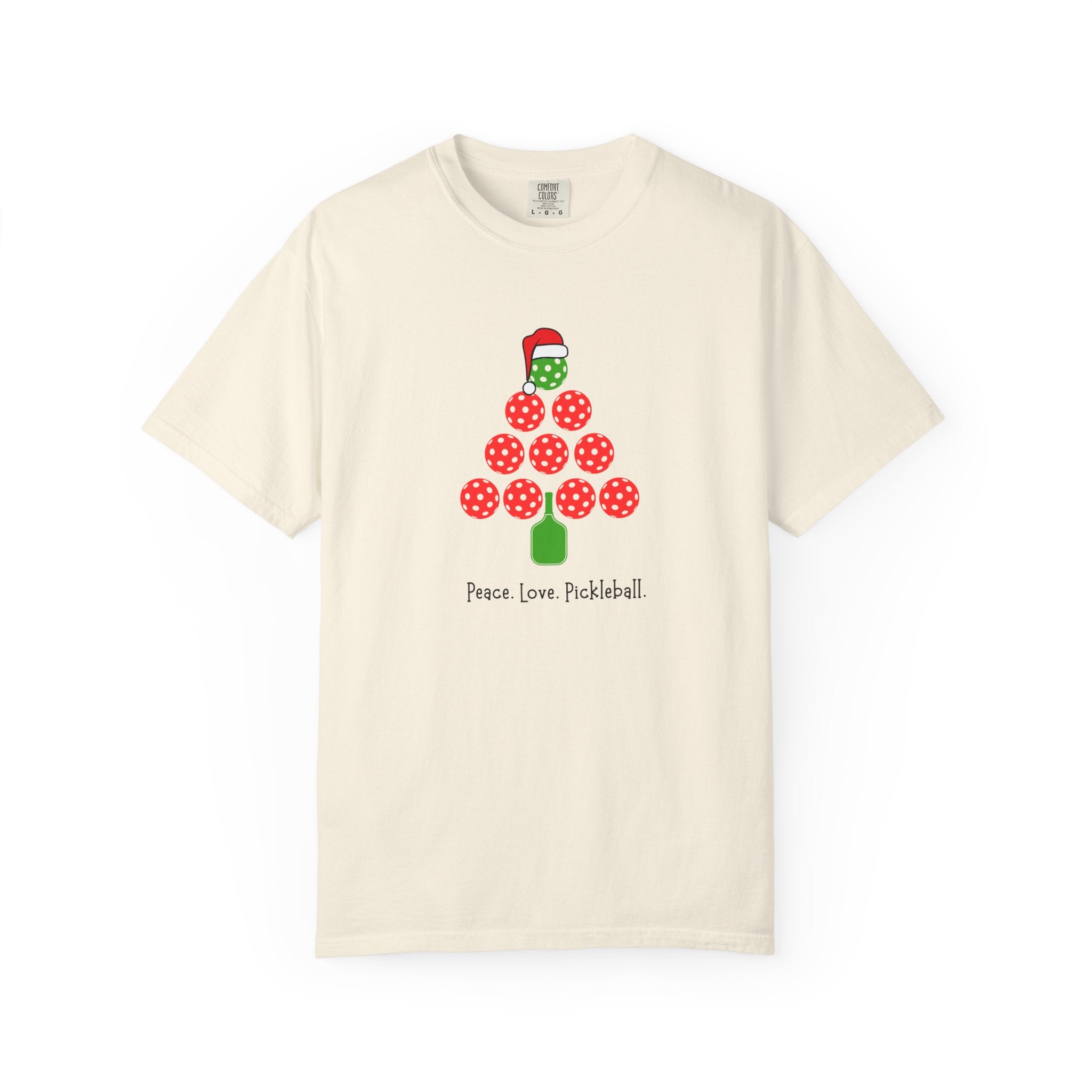 Holiday Moon. Unisex, Garment-Dyed, Crew Neck, Short Sleeve, Graphic T-Shirt. Peace.Love.Pickleball.