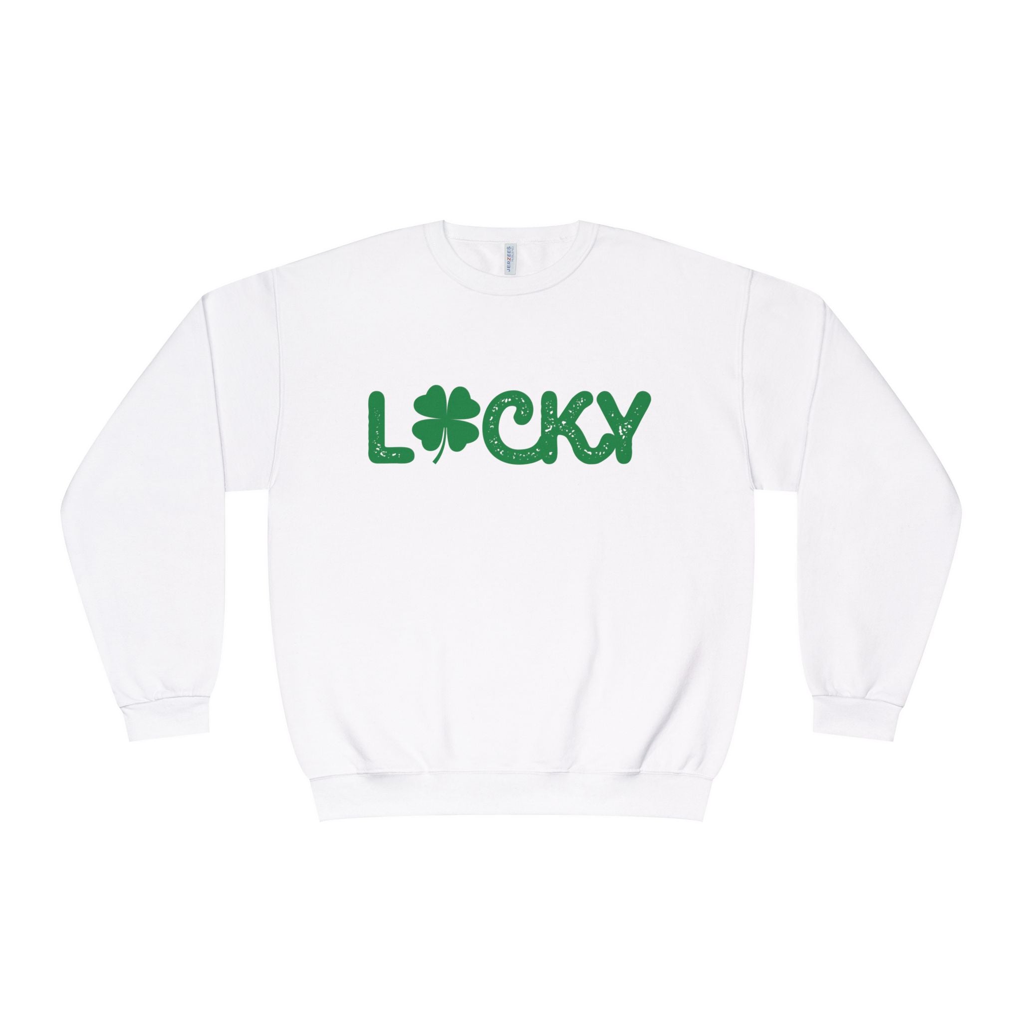 A Lucky Moon. Ladies, Crew Neck, Medium-Heavy NuBlend fleece/cotton, Graphic Sweatshirt. Lucky/Shamrock.