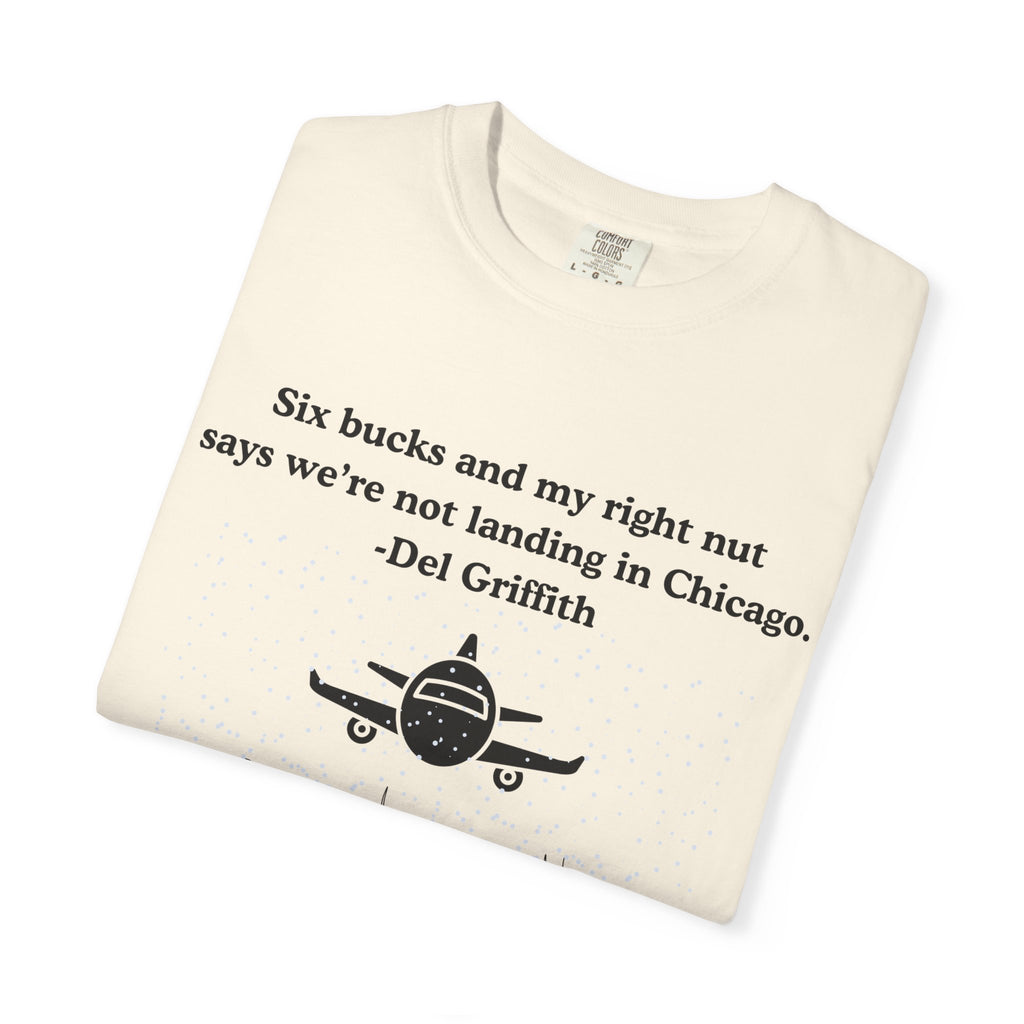 Holiday Moon. Unisex, Garment-Dyed, Crew Neck, Short Sleeve, Graphic T-Shirt. Six bucks . .