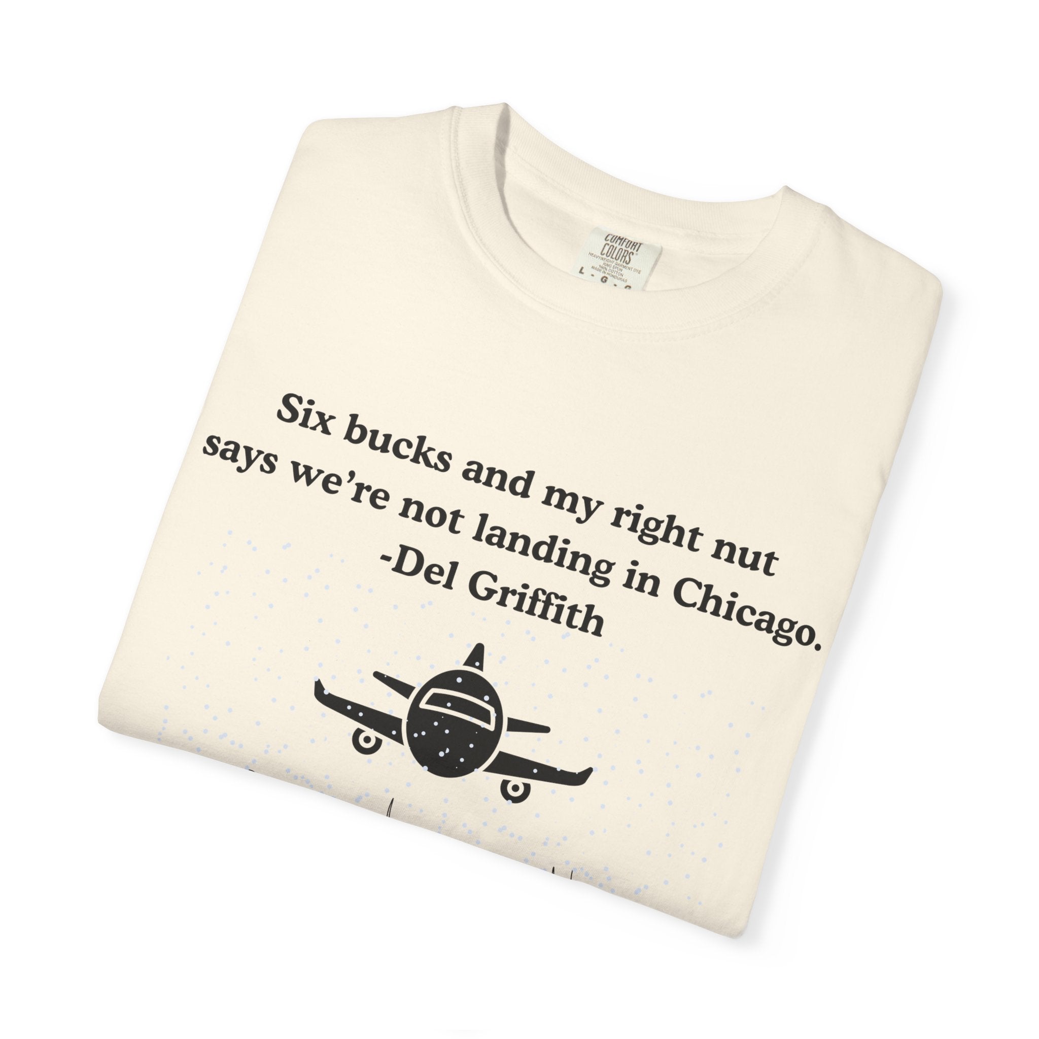 Holiday Moon. Unisex, Garment-Dyed, Crew Neck, Short Sleeve, Graphic T-Shirt. Six bucks . .