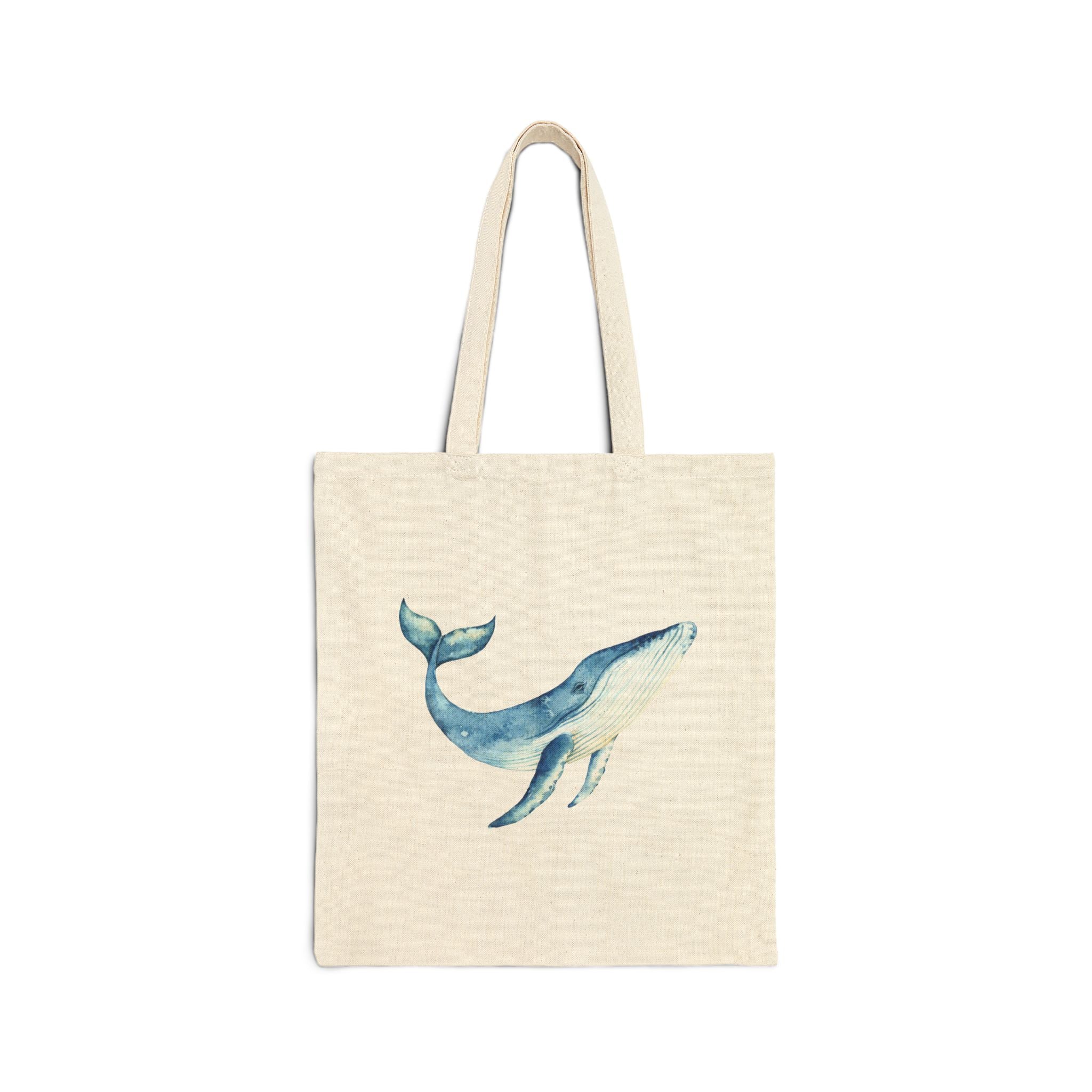 Coastal Collection. Canvas Beach/Market Tote Bag. BlueWhale Watercolor.