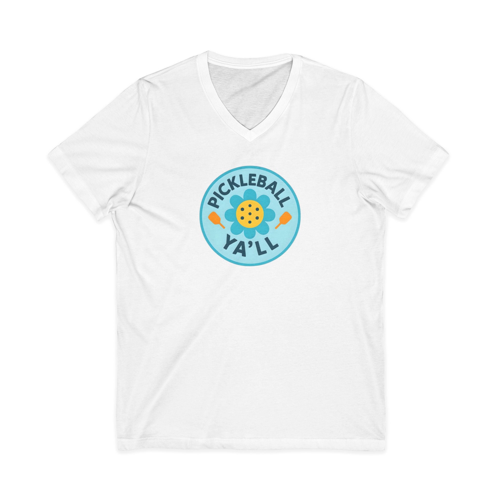 Pickleball. Unisex, V-Neck, Short Sleeve, Graphic T-Shirt. Pickleball Y'all.
