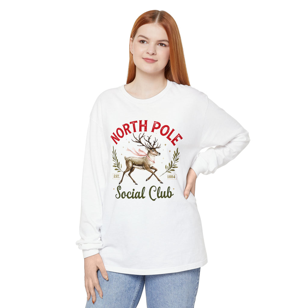 Holiday Moon. Unisex, Crew Neck, Long Sleeve, Graphic T-Shirt. North Pole Social Club.