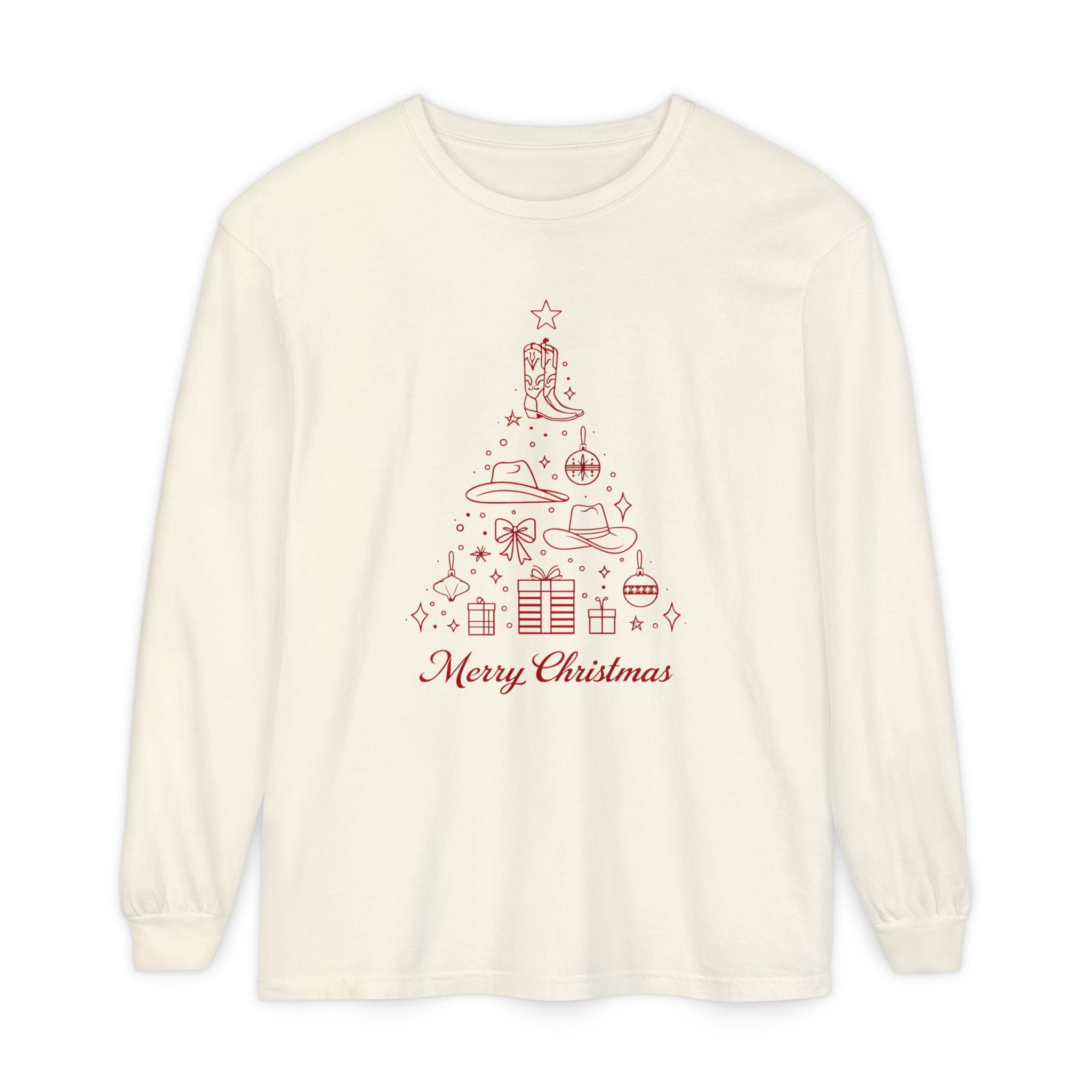 Holiday Moon. Unisex, Crew Neck, Long Sleeve, Graphic T-Shirt. Merry Christmas.