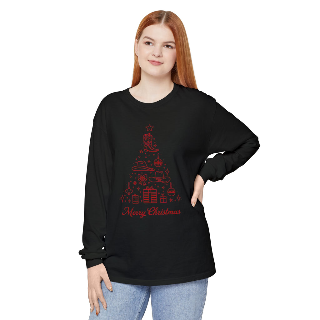 Holiday Moon. Unisex, Crew Neck, Long Sleeve, Graphic T-Shirt. Merry Christmas.