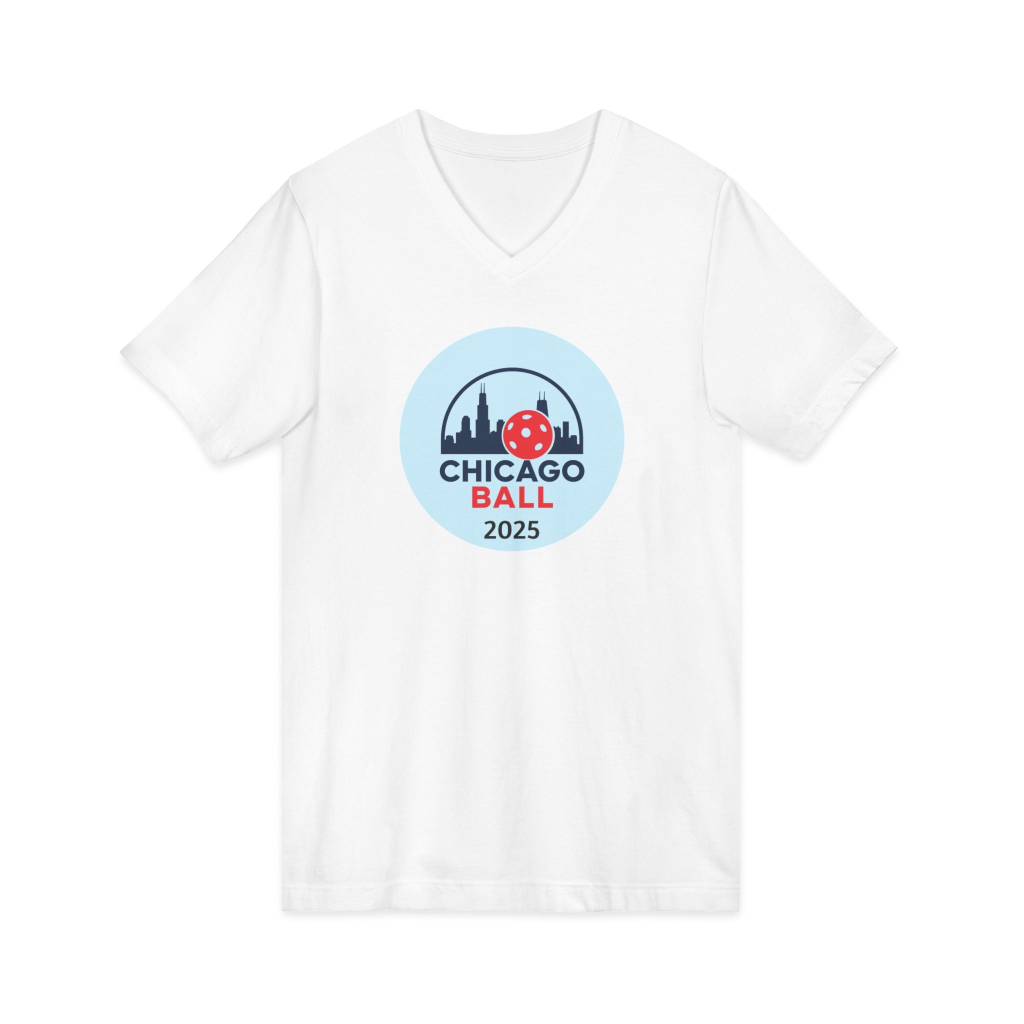 Pickleball. Unisex V-Neck,  Short sleeve, Graphic T-Shirt. Chicago Ball 2025.
