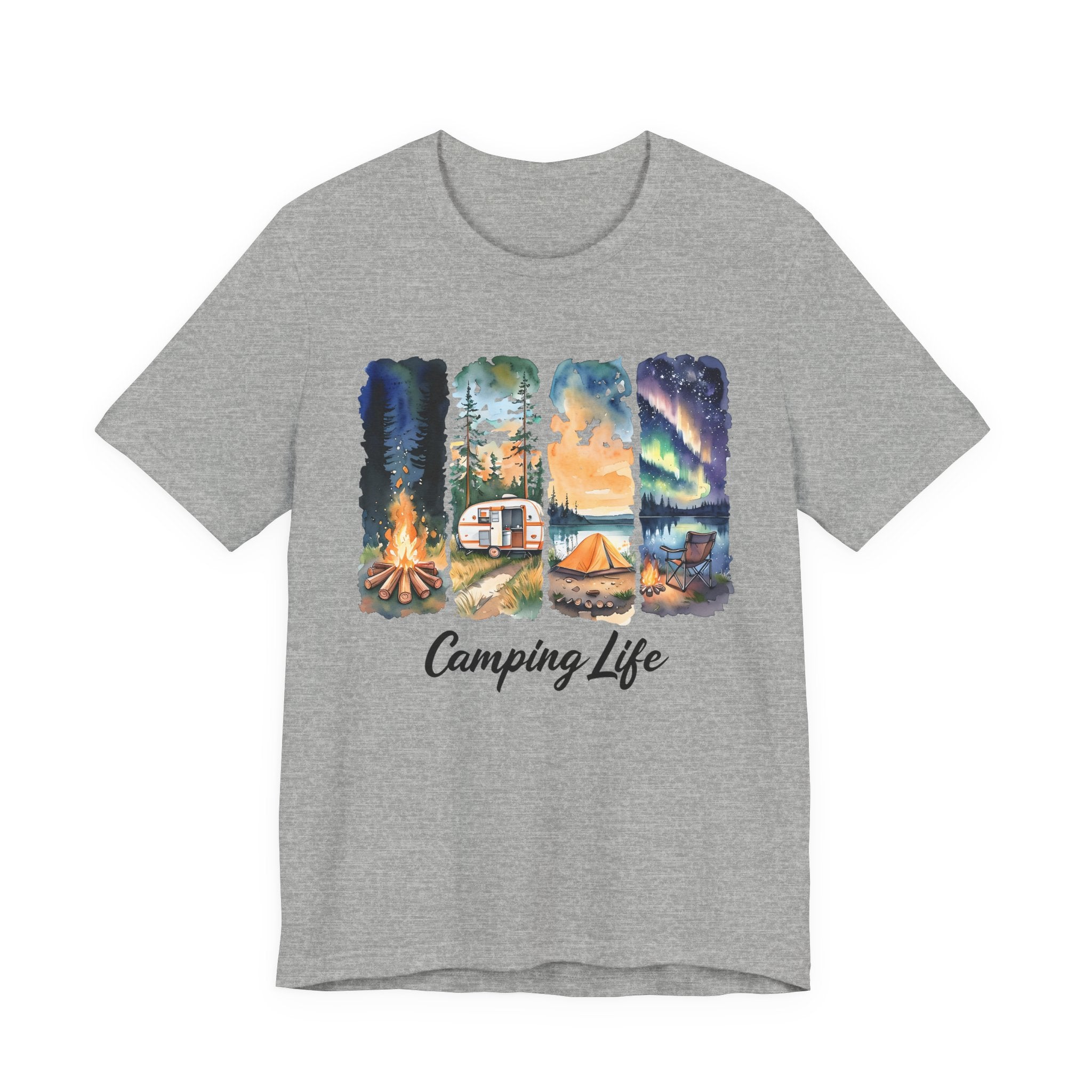 Adventure Awaits. Unisex, Crew Neck, Short Sleeve, Graphic T-Shirt. Camping Life.