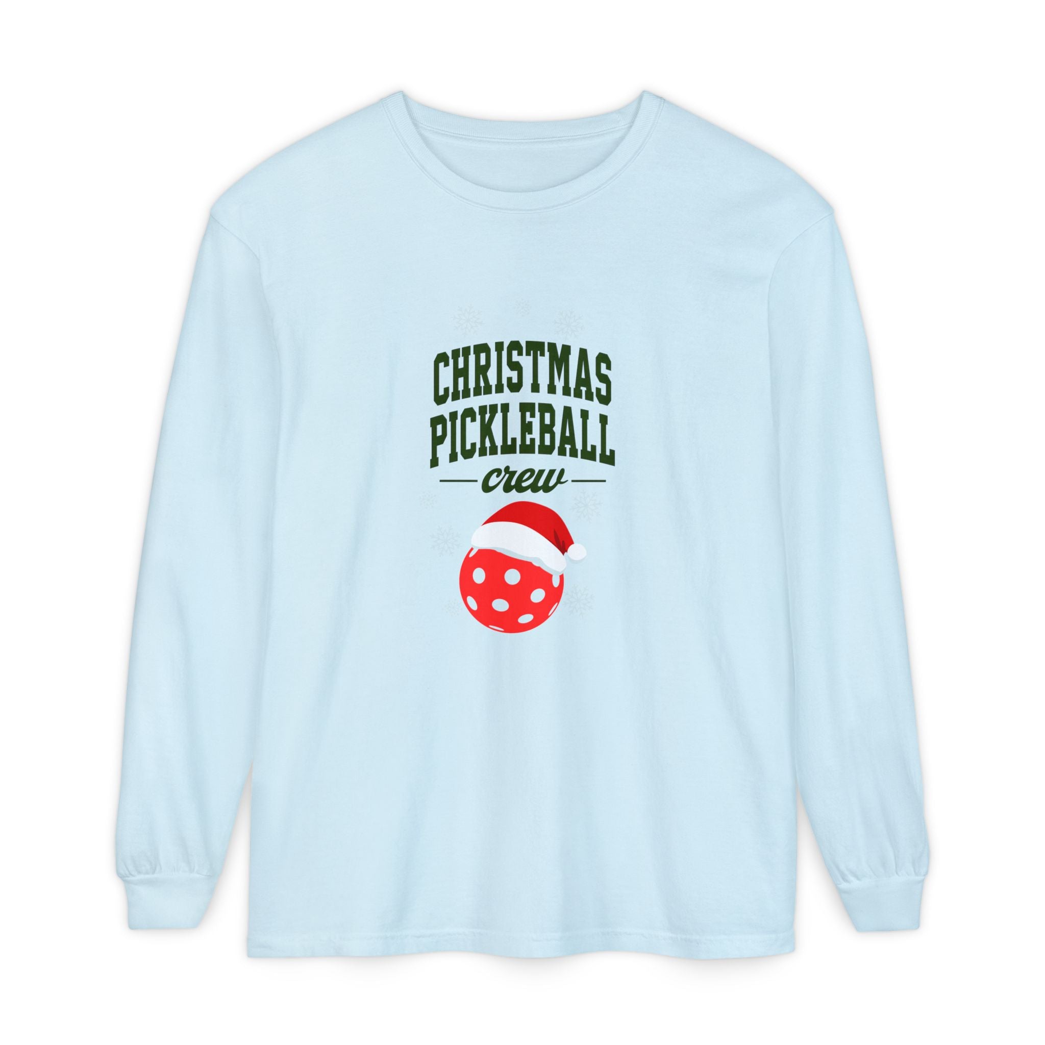 Holiday Moon. Unisex, Crew Neck, Long Sleeve, Graphic T-Shirt. Christmas Pickleball Crew.
