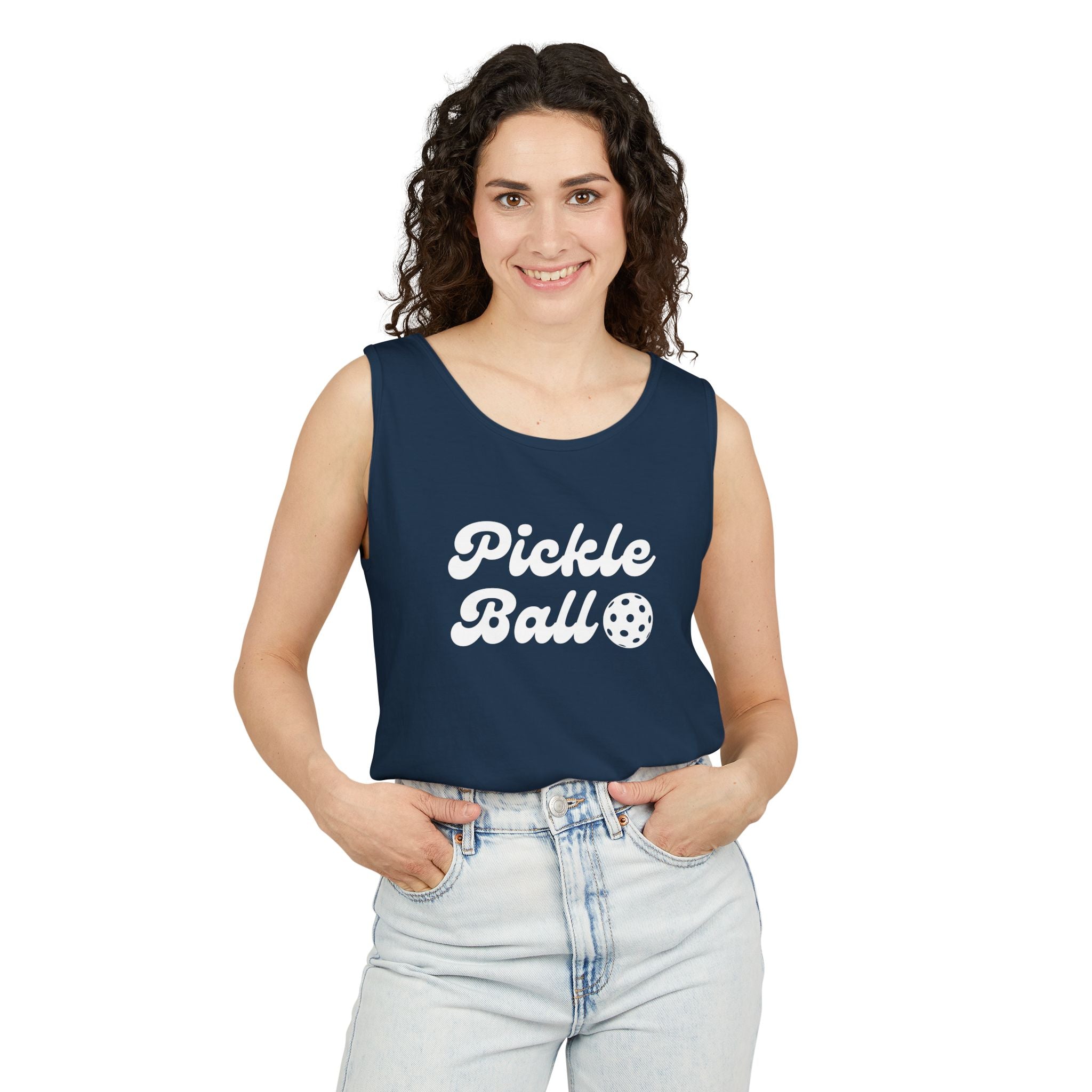 Pickleball. Unisex, Lightweight, Cotton, Graphic Tank. Pickleball.