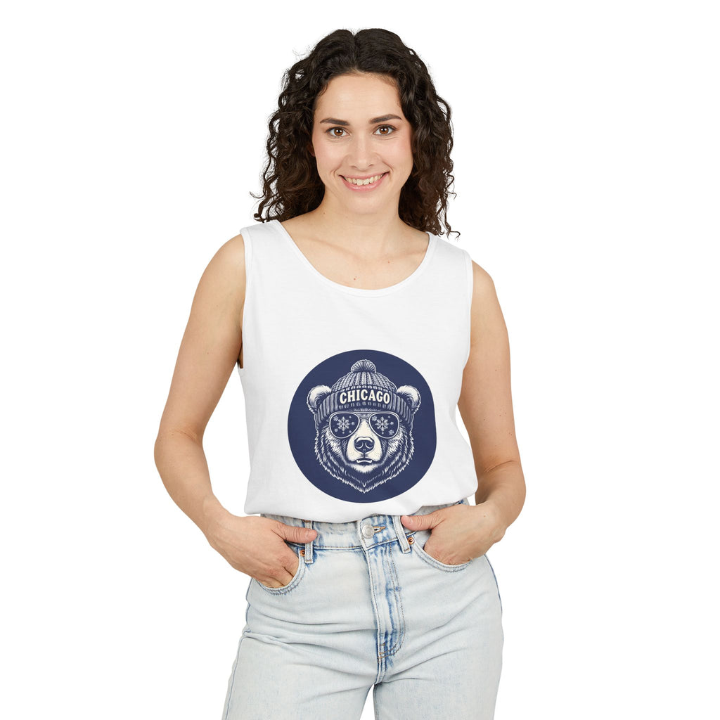 Sporty Soul. Unisex, Lightweight, Cotton, Graphic Tank. Retro Winter Beanie Bear.