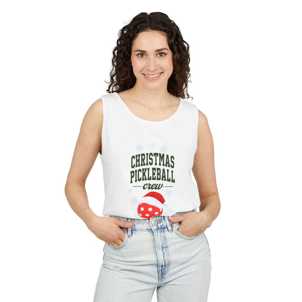 Holiday Moon. Unisex, Lightweight, Cotton, Graphic Tank. Christmas Pickleball Crew.