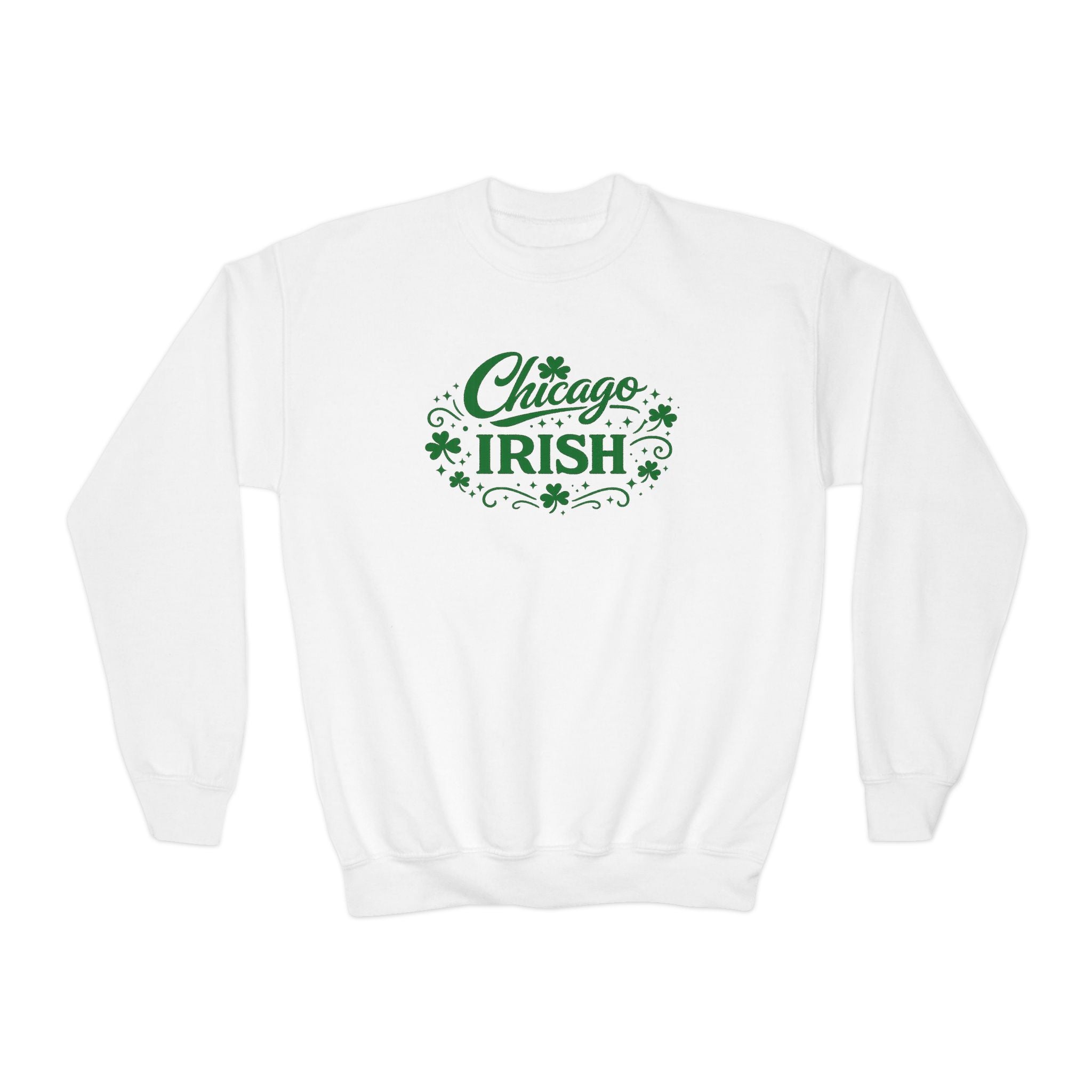 A Lucky Moon. Youth, Crew Neck, Medium-Heavy NuBlend fleece/cotton, Graphic Sweatshirt. Chicago Irish.