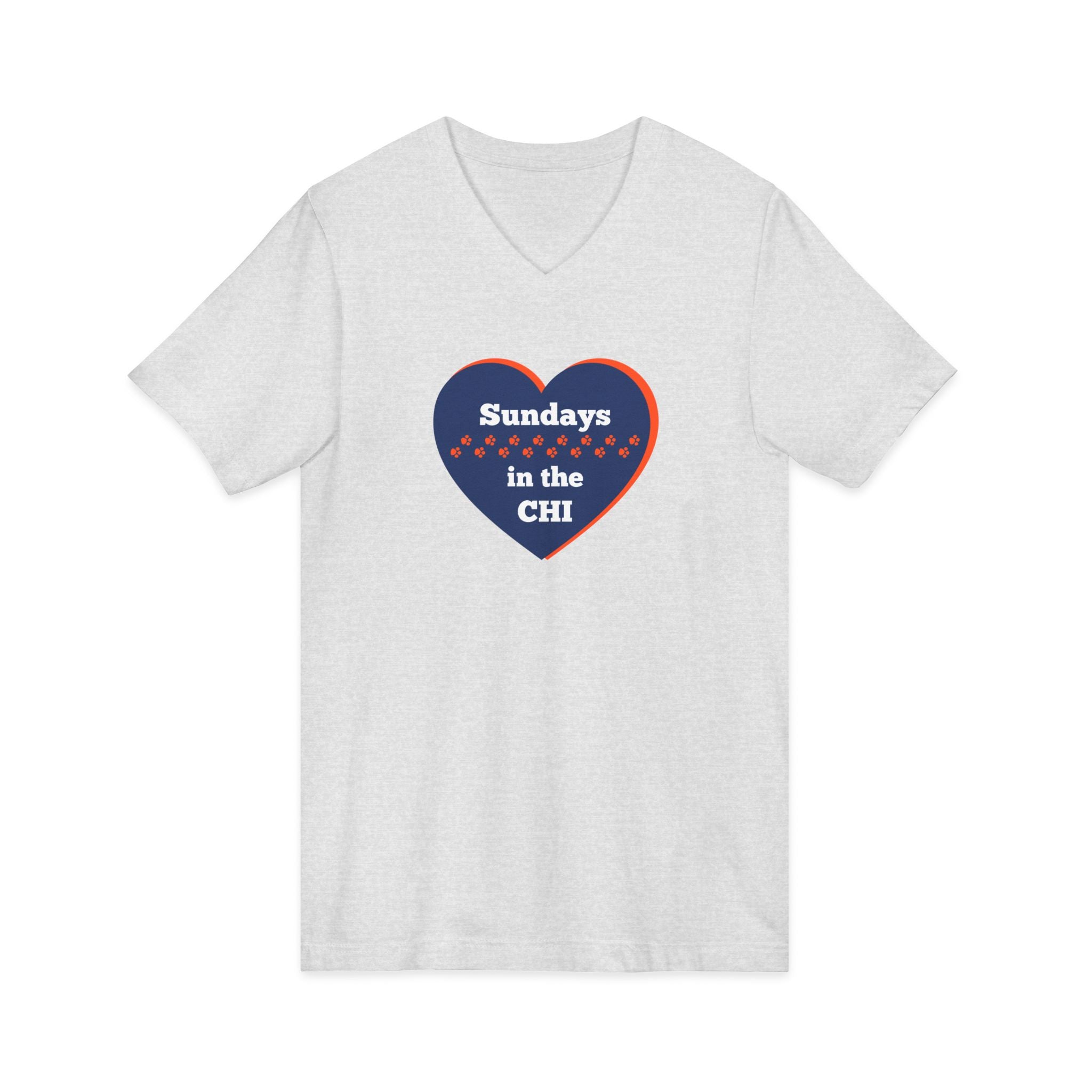 Sporty Soul. Unisex, V-Neck, Short Sleeve, Graphic T-Shirt. Sundays in the Chi.