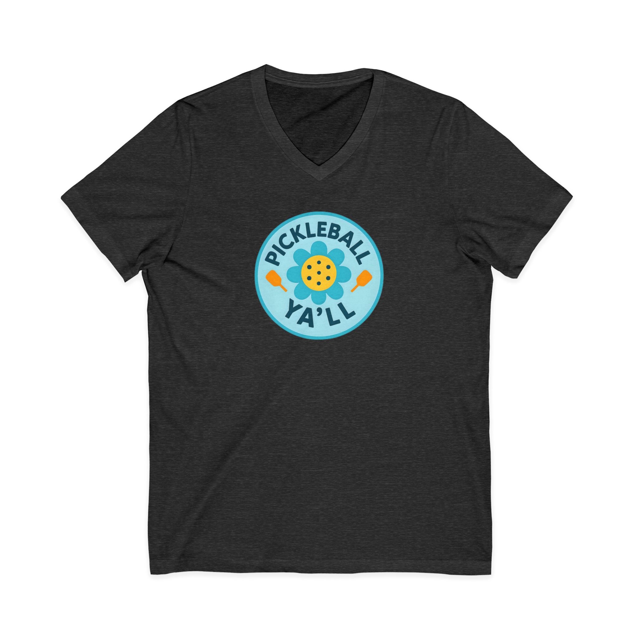 Pickleball. Unisex, V-Neck, Short Sleeve, Graphic T-Shirt. Pickleball Y'all.