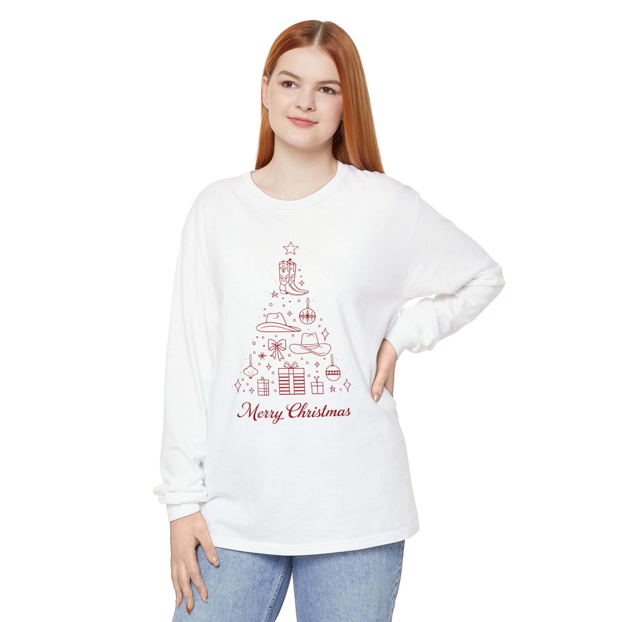 Holiday Moon. Unisex, Crew Neck, Long Sleeve, Graphic T-Shirt. Merry Christmas.