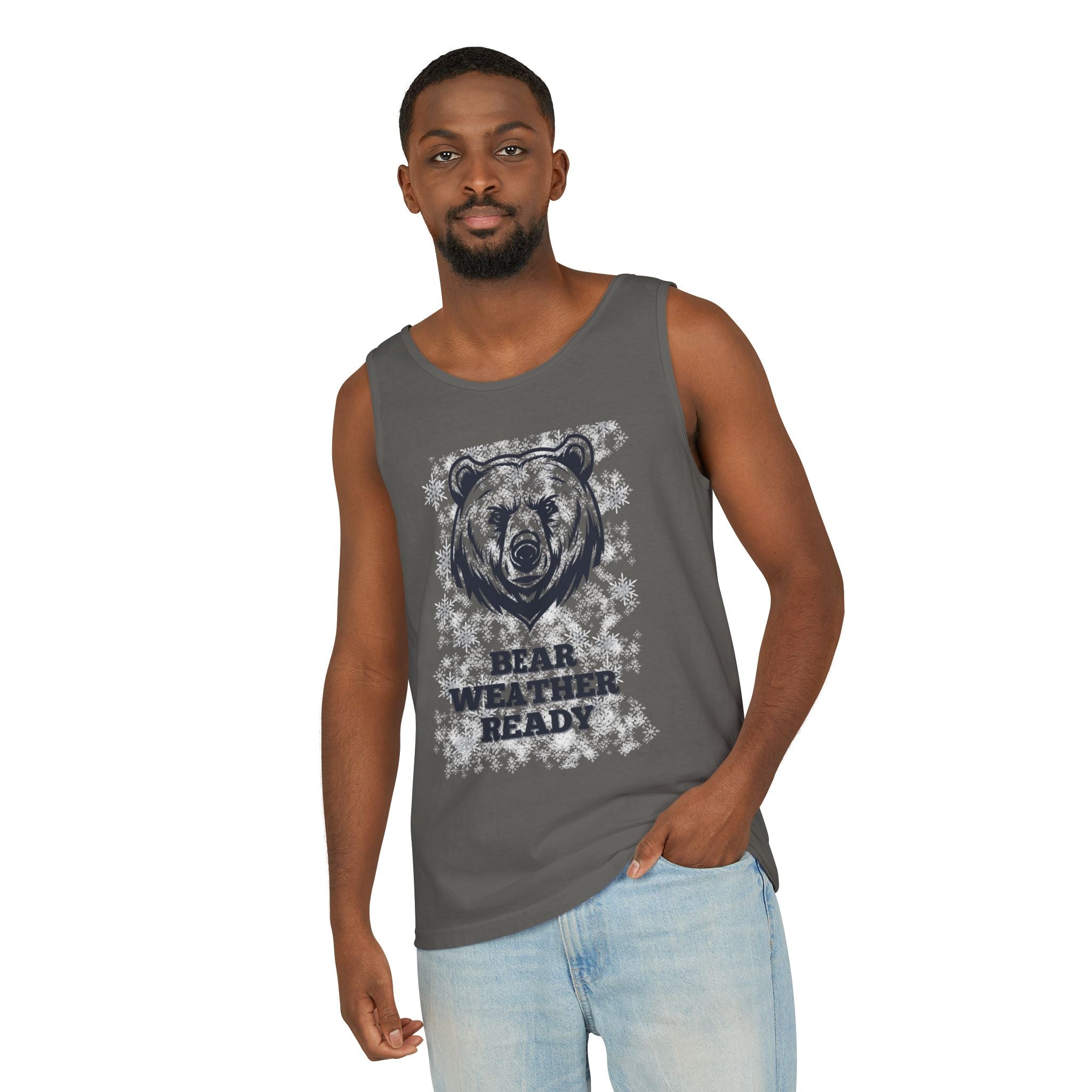 Sporty Soul. Unisex, Lightweight, Cotton, Graphic Tank. Bear Weather Ready.