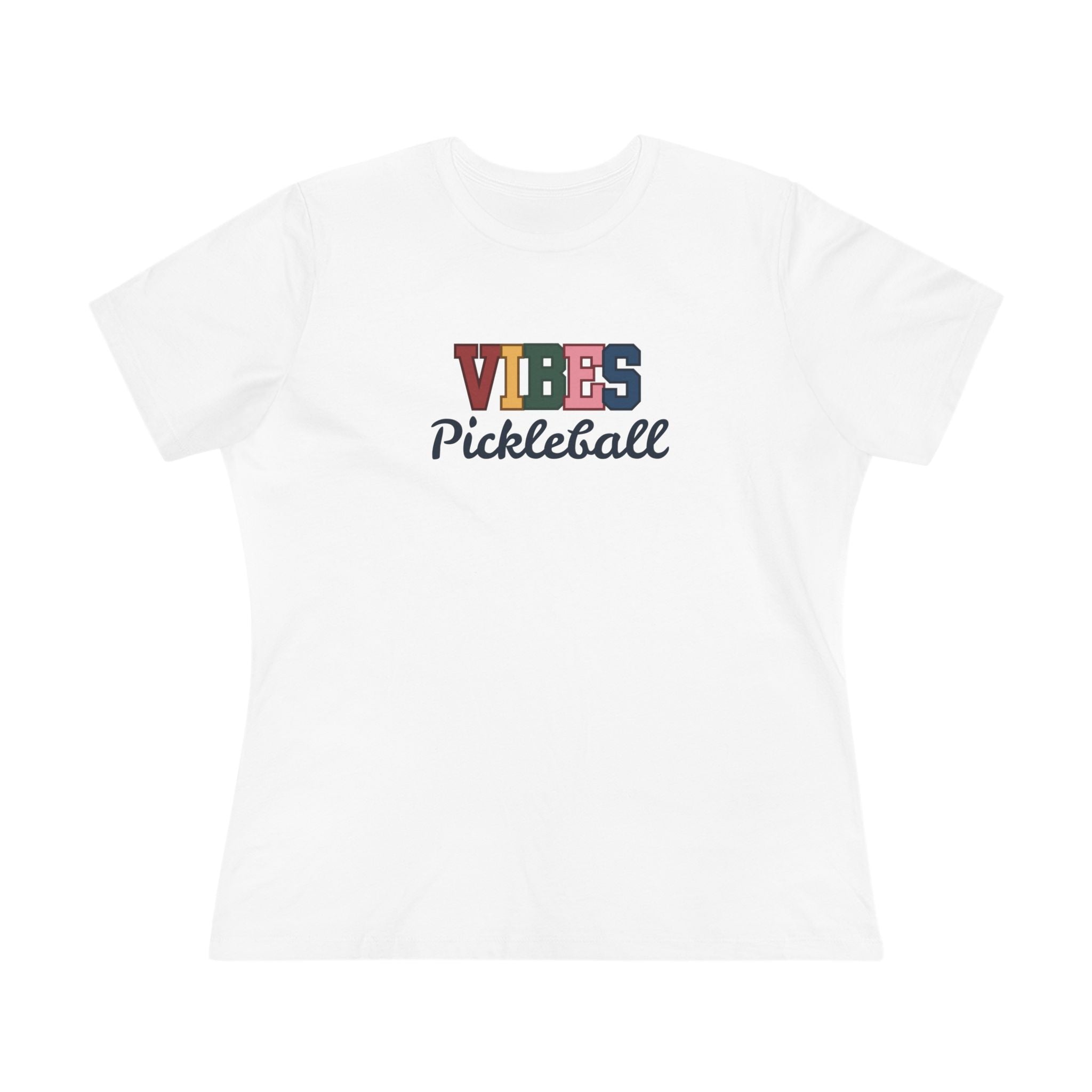 Pickleball. Women's Crew Neck, Short Sleeve, Graphic T-Shirt.  Pickleball Vibes.