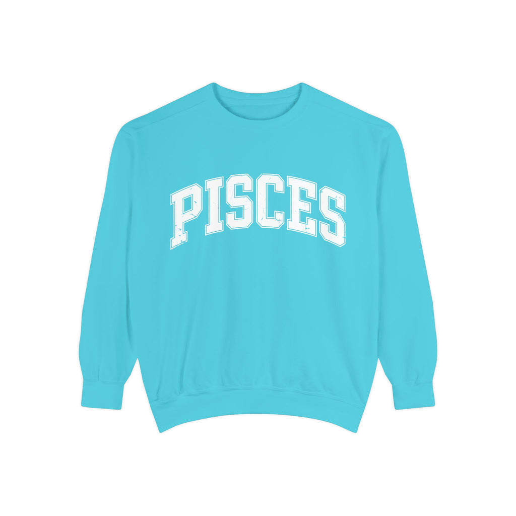 The Zodiac Collection. Unisex Garment-Dyed Crew Neck, Graphic Sweatshirt. Pisces.