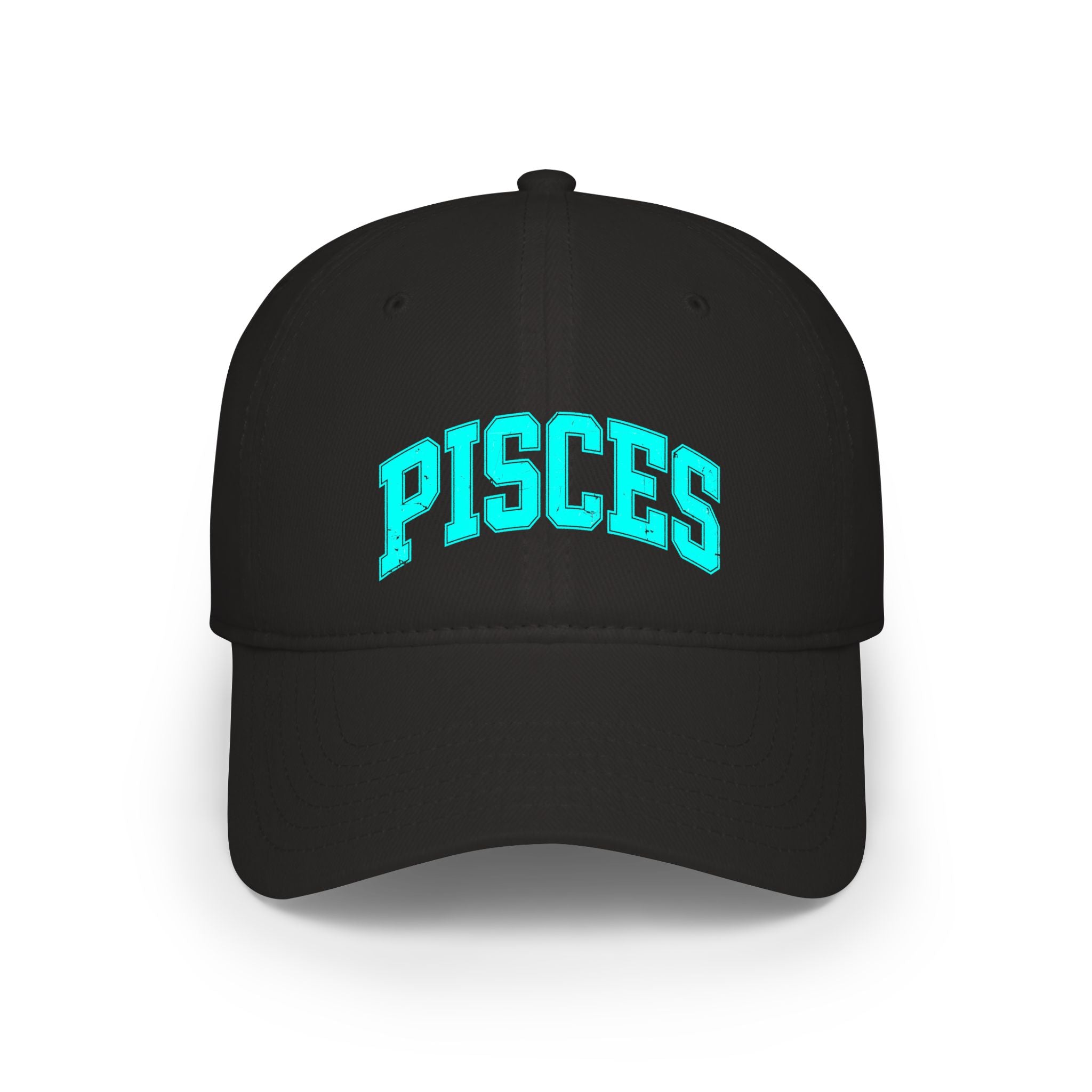 The Zodiac Collection. Low Profile Baseball Cap.  Pisces in Neon Aqua.