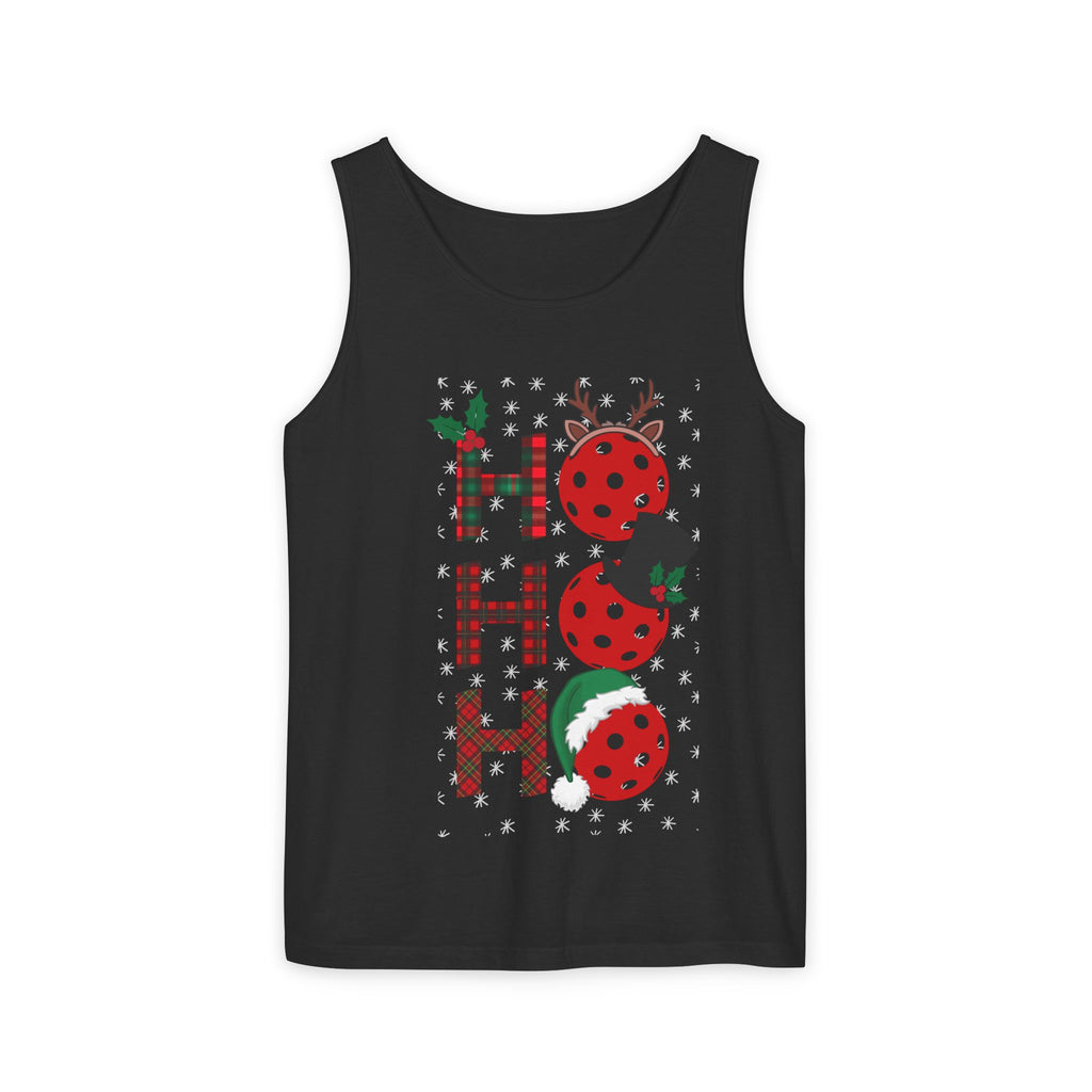 Holiday Moon. Unisex, Lightweight, Cotton, Graphic Tank. Pickleball Ho.Ho.Ho.