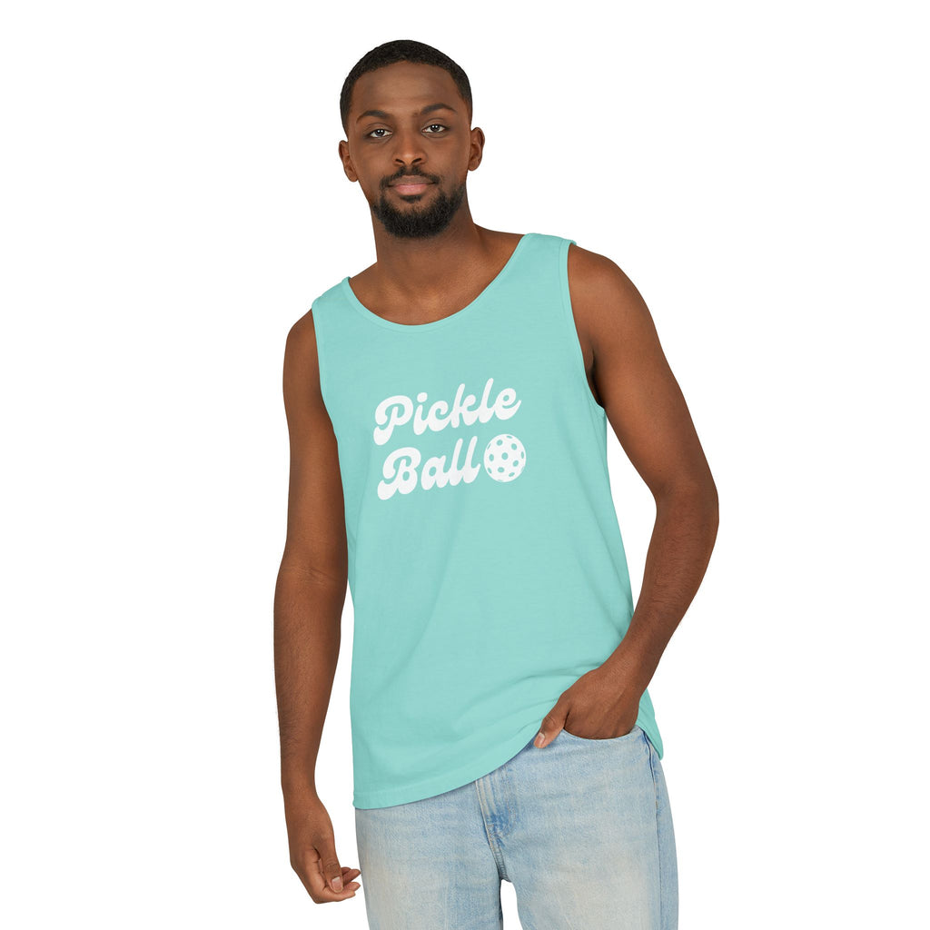 Pickleball. Mens, Lightweight, Cotton, Graphic Tank. Pickleball.