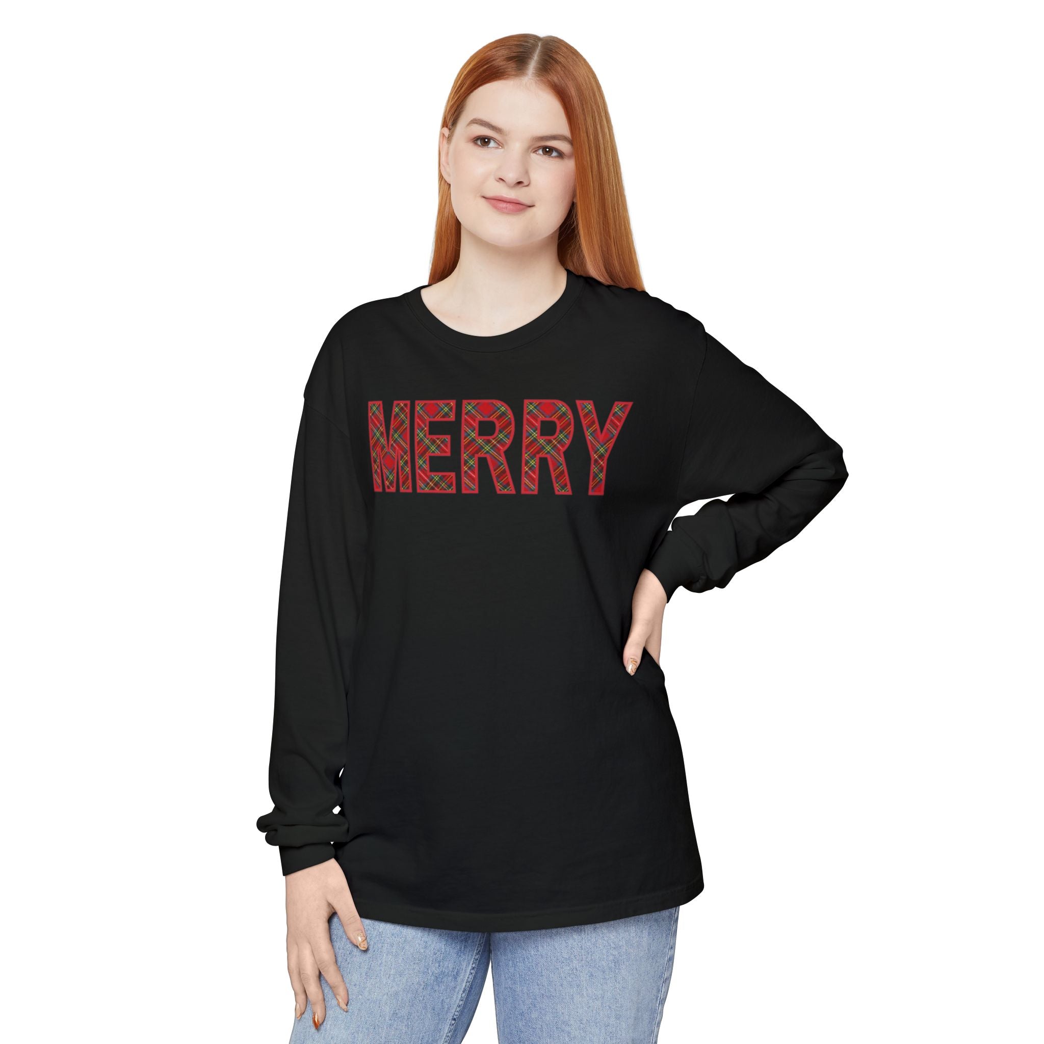 Holiday Moon. Unisex, Crew Neck, Long Sleeve, Graphic T-Shirt. Merry.