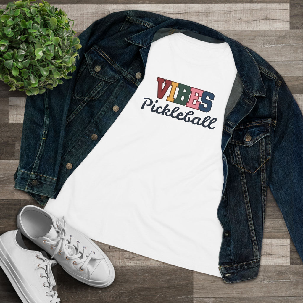 Pickleball. Women's Crew Neck, Short Sleeve, Graphic T-Shirt.  Pickleball Vibes.