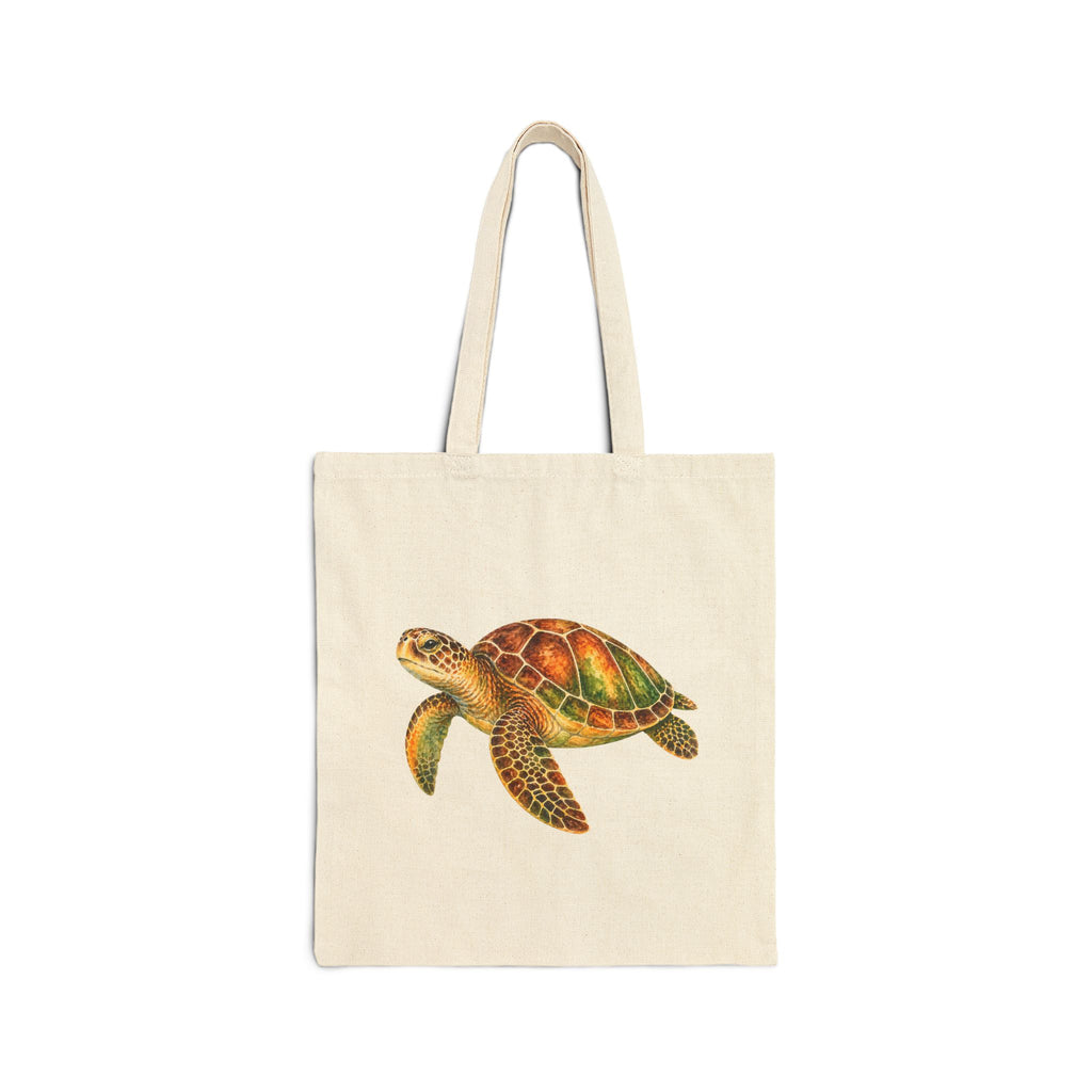 Coastal Collection. Canvas Beach/Market Tote Bag. Watercolor Turtle.