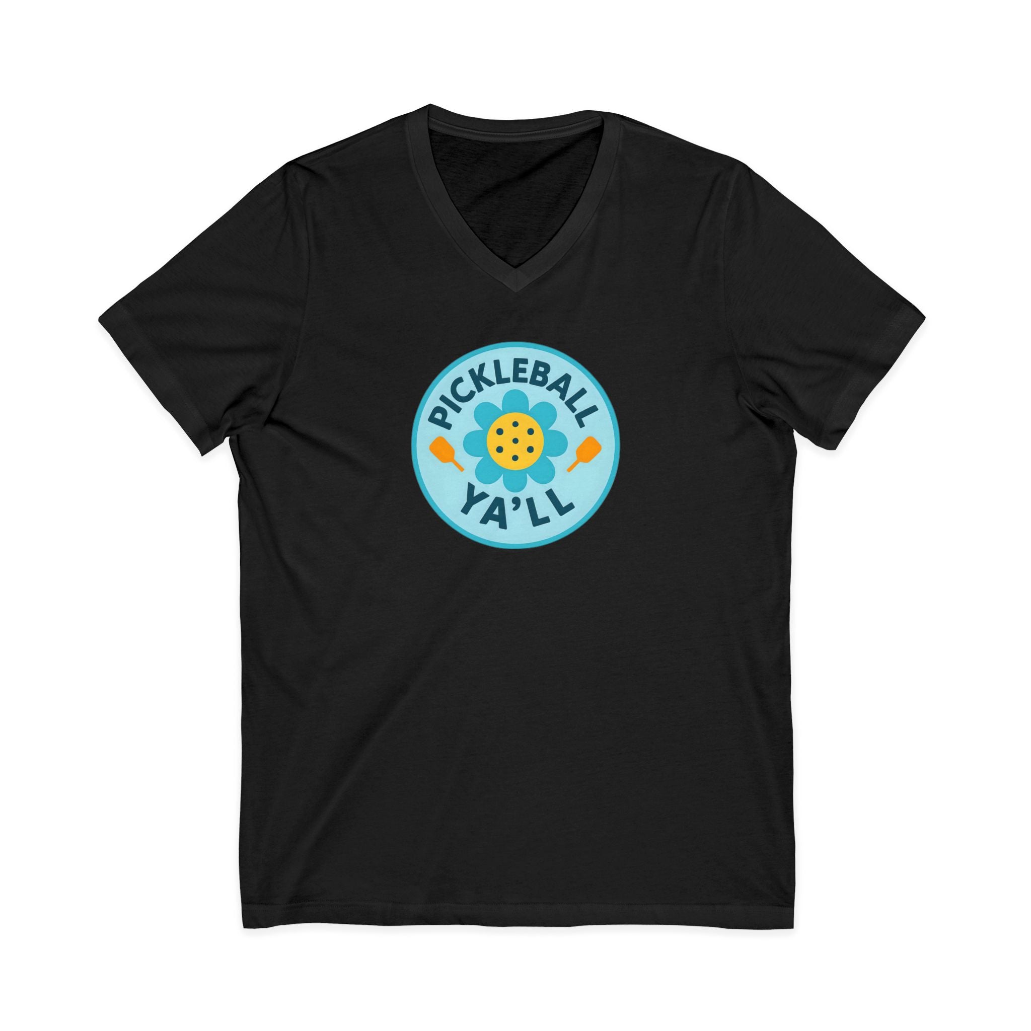 Pickleball. Unisex, V-Neck, Short Sleeve, Graphic T-Shirt. Pickleball Y'all.