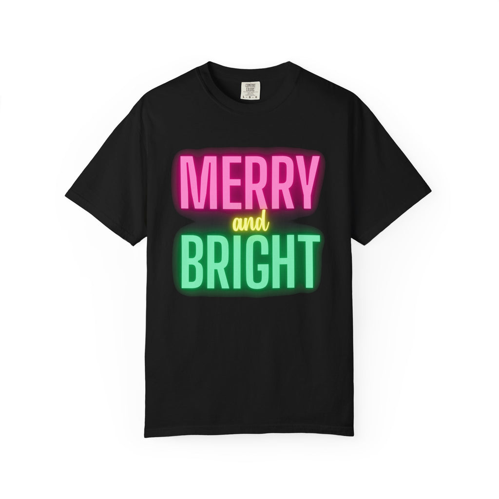 Holiday Moon. Unisex, Crew Neck, Short Sleeve, Graphic T-Shirt. Merry & Bright.