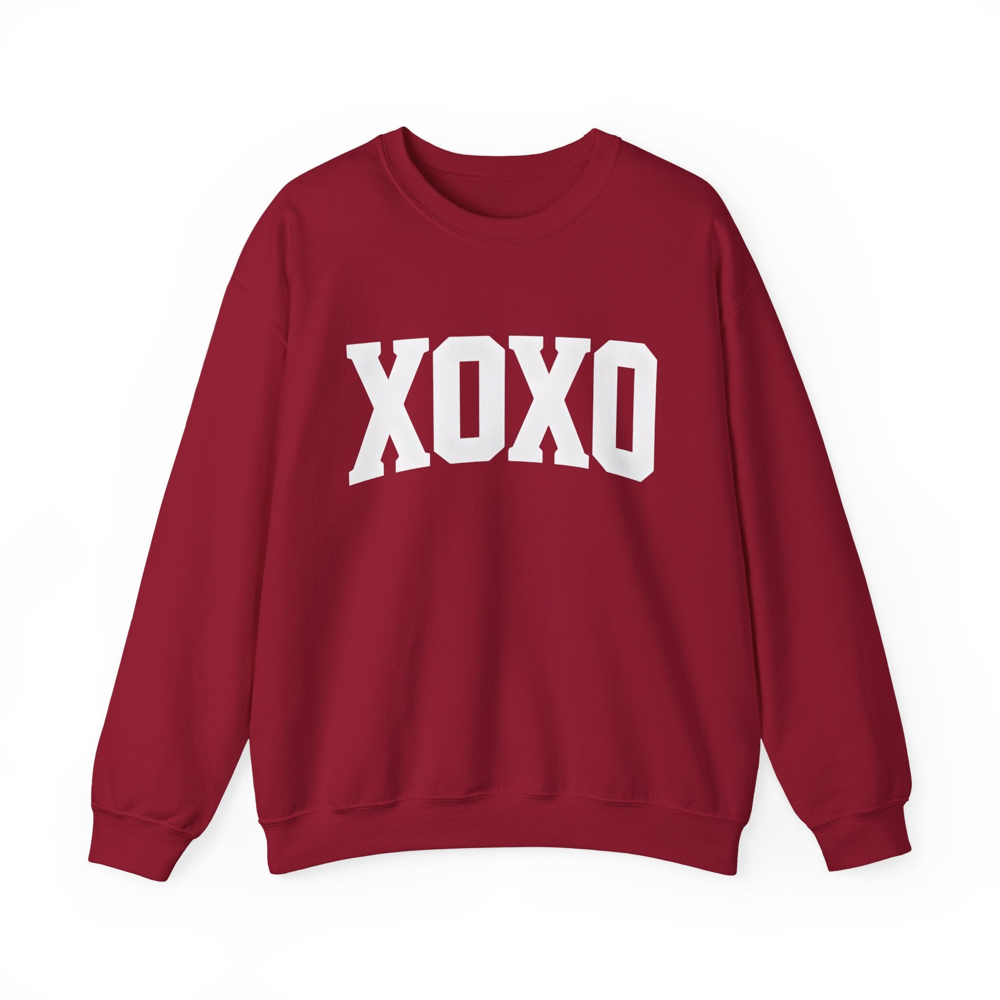 A Valentine Holiday Moon. Ladies, Crew Neck, durable 50/50 cotton poly blend, Graphic Sweatshirt.XOXO.