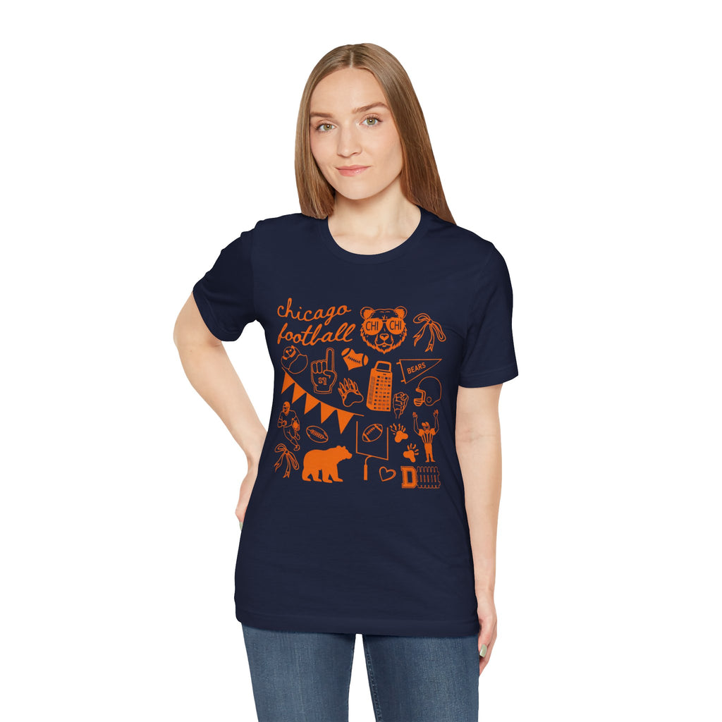Sporty Soul. Unisex, Crew Neck, Short Sleeve, Graphic T-Shirt. 3 Color Options. Chicago Football Retro.