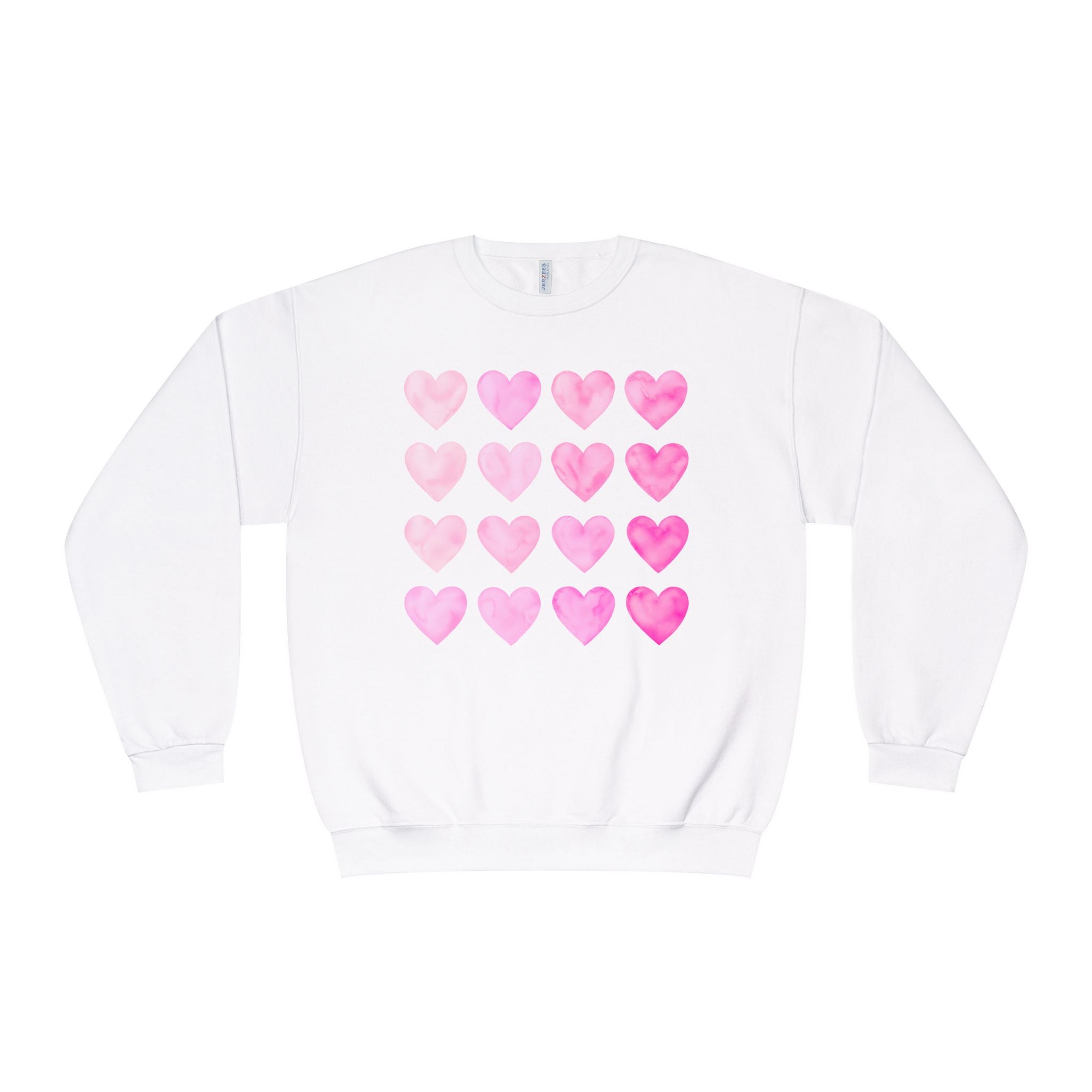 A Valentine Holiday Moon. Ladies, Crew Neck, Medium-Heavy NuBlend fleece/cotton, Graphic Sweatshirt. Heart Grid.