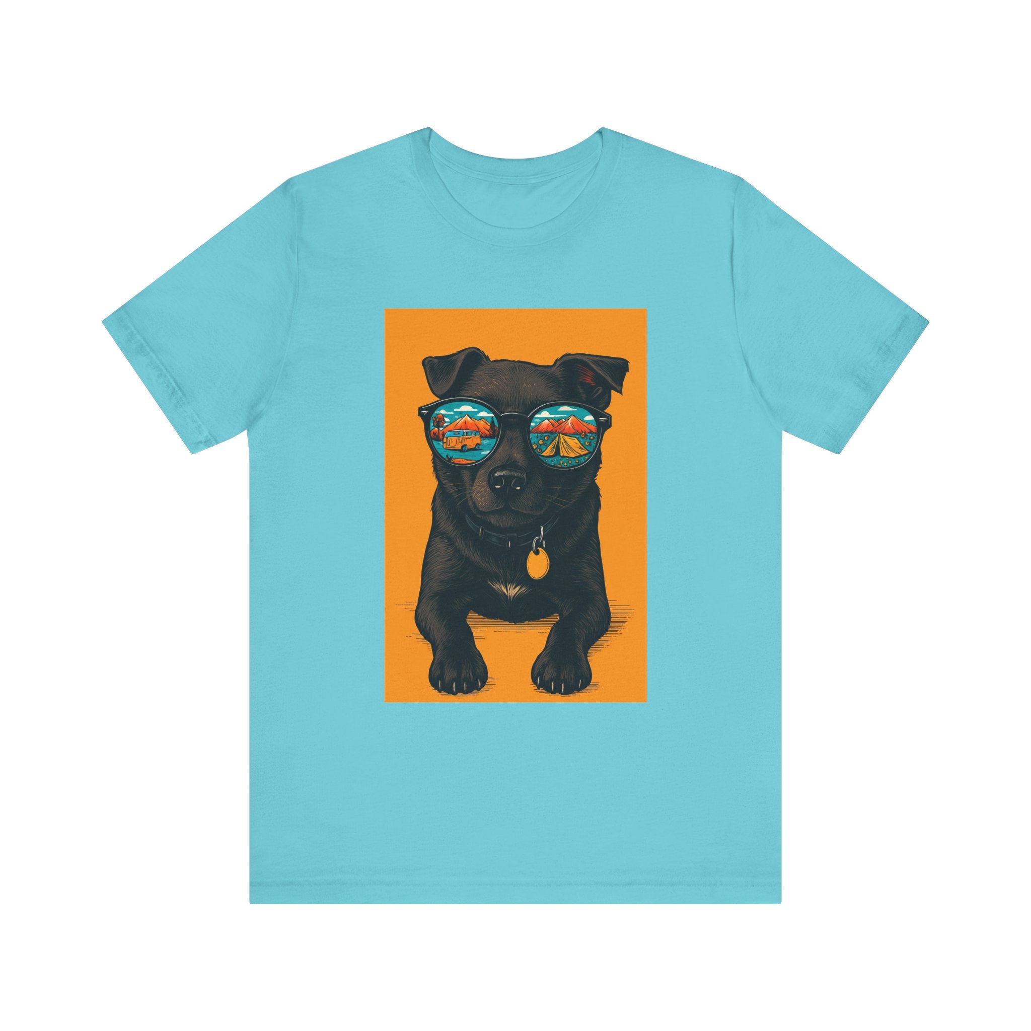 Bark & Meow Collection. Unisex, Crew Neck, Short Sleeve, Graphic T-Shirt.  Camping. Dog.
