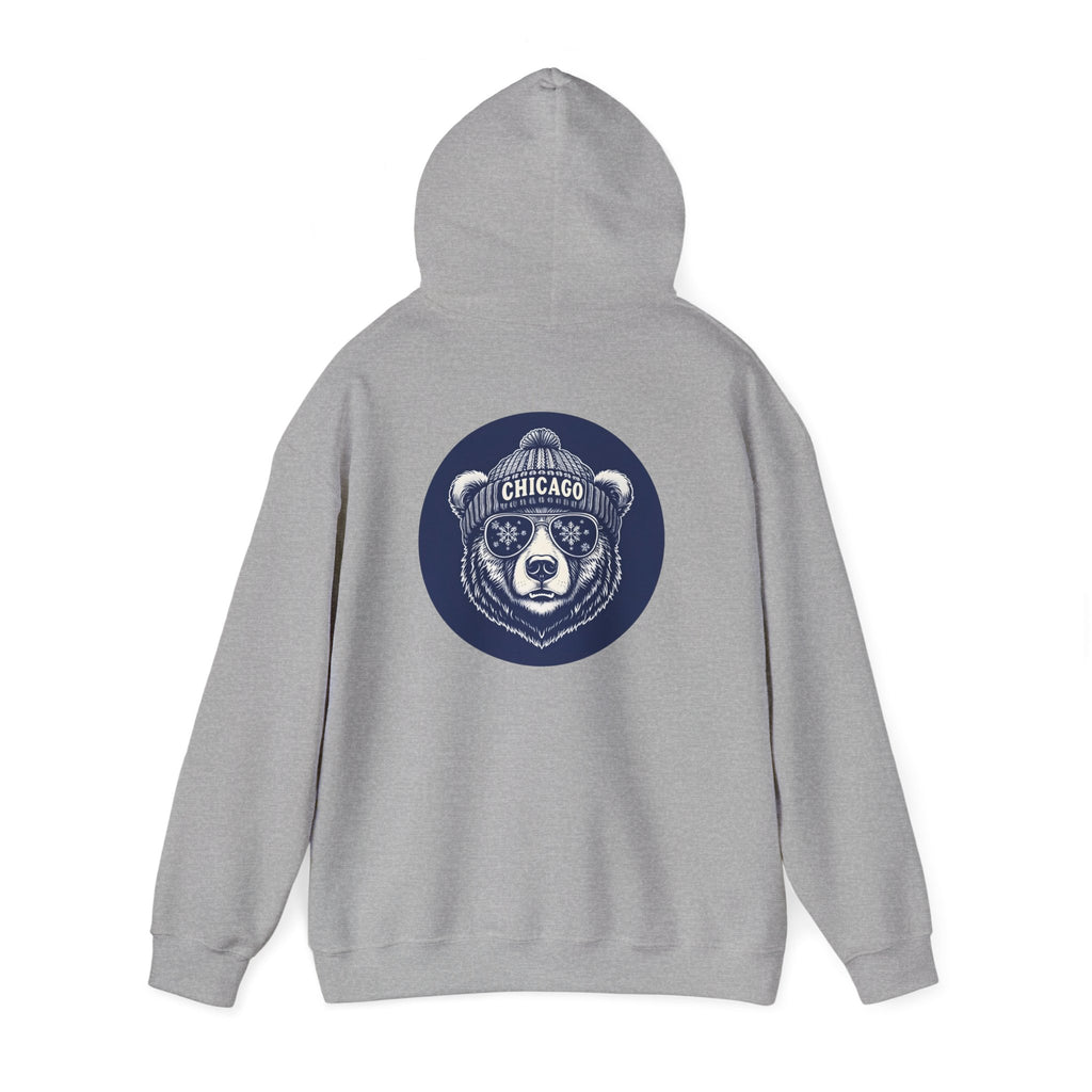 Sporty Soul. Unisex, Heavy Blend, Hooded, Back-Side Bear Graphic, Sweatshirt. Retro Winter Beanie Bear.