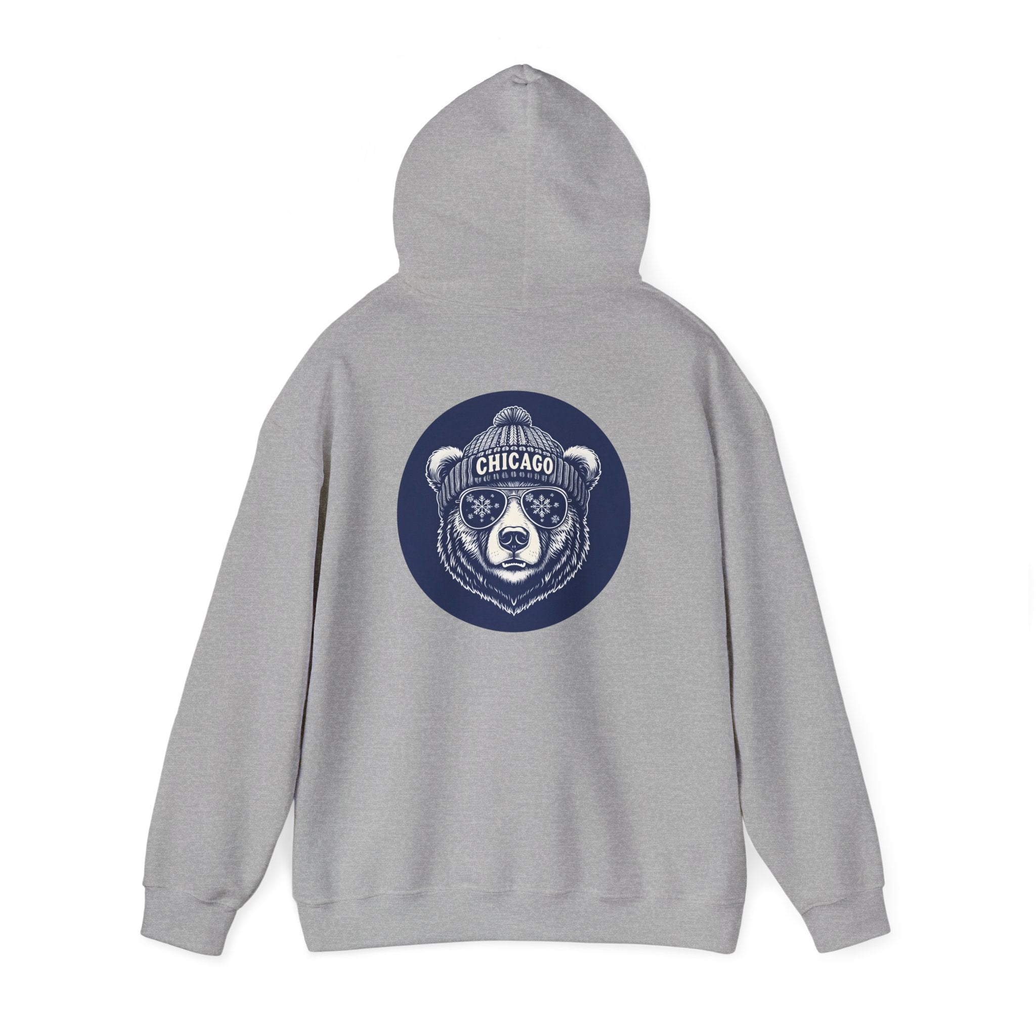 Sporty Soul. Unisex, Heavy Blend, Hooded, Back-Side Bear Graphic, Sweatshirt. Retro Winter Beanie Bear.