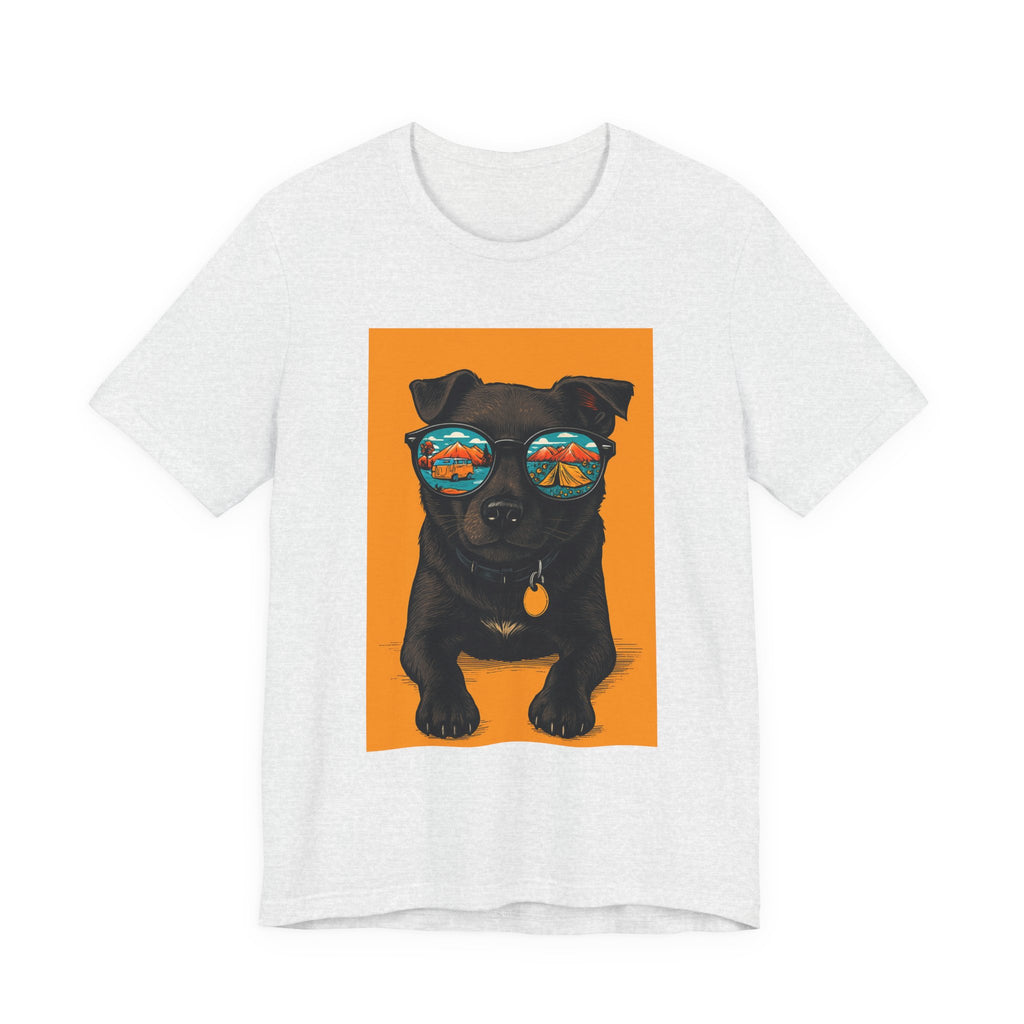 Bark & Meow Collection. Unisex, Crew Neck, Short Sleeve, Graphic T-Shirt.  Camping. Dog.
