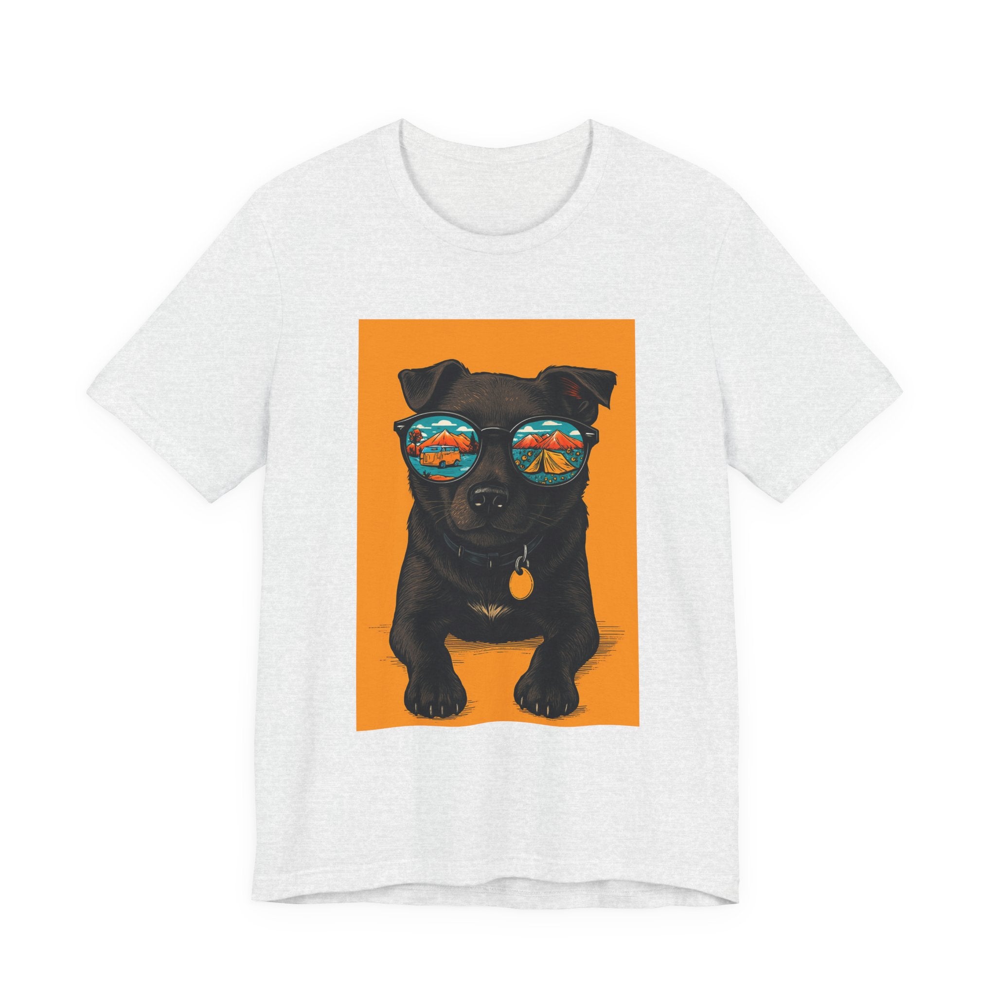 Bark & Meow Collection. Unisex, Crew Neck, Short Sleeve, Graphic T-Shirt.  Camping. Dog.