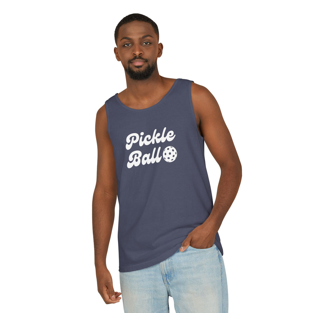Pickleball. Mens, Lightweight, Cotton, Graphic Tank. Pickleball.