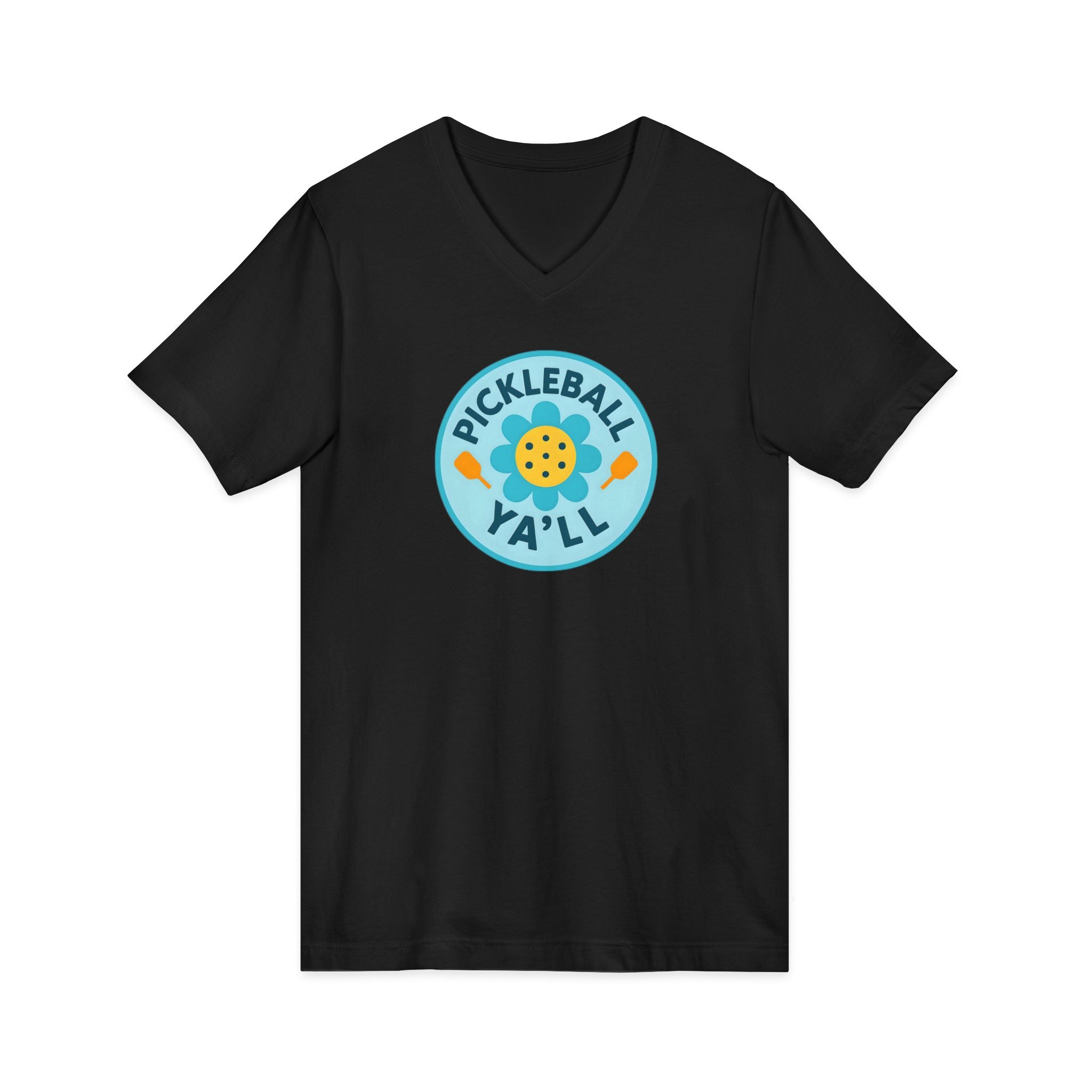Pickleball. Unisex, V-Neck, Short Sleeve, Graphic T-Shirt. Pickleball Y'all.