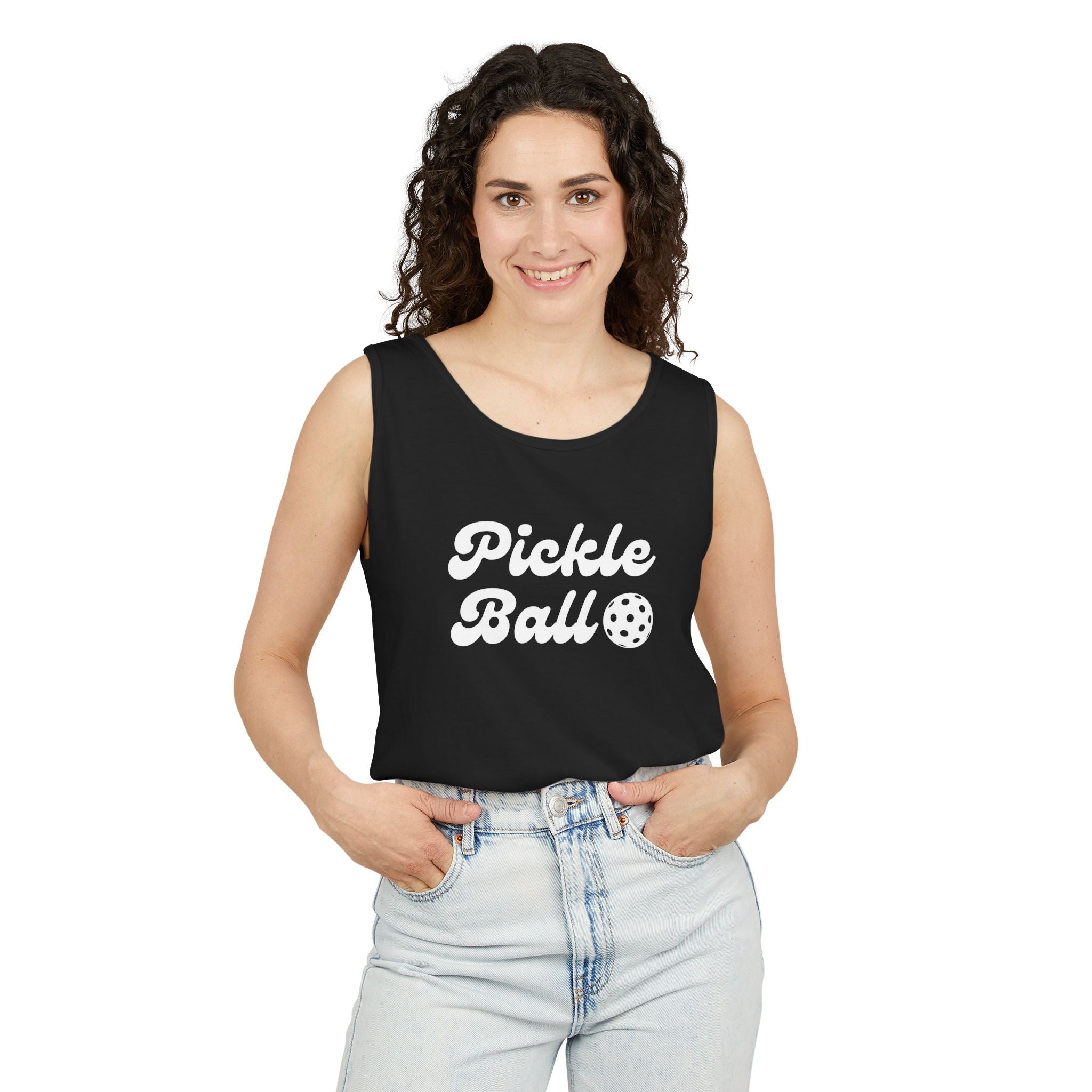 Pickleball. Unisex, Lightweight, Cotton, Graphic Tank. Pickleball.