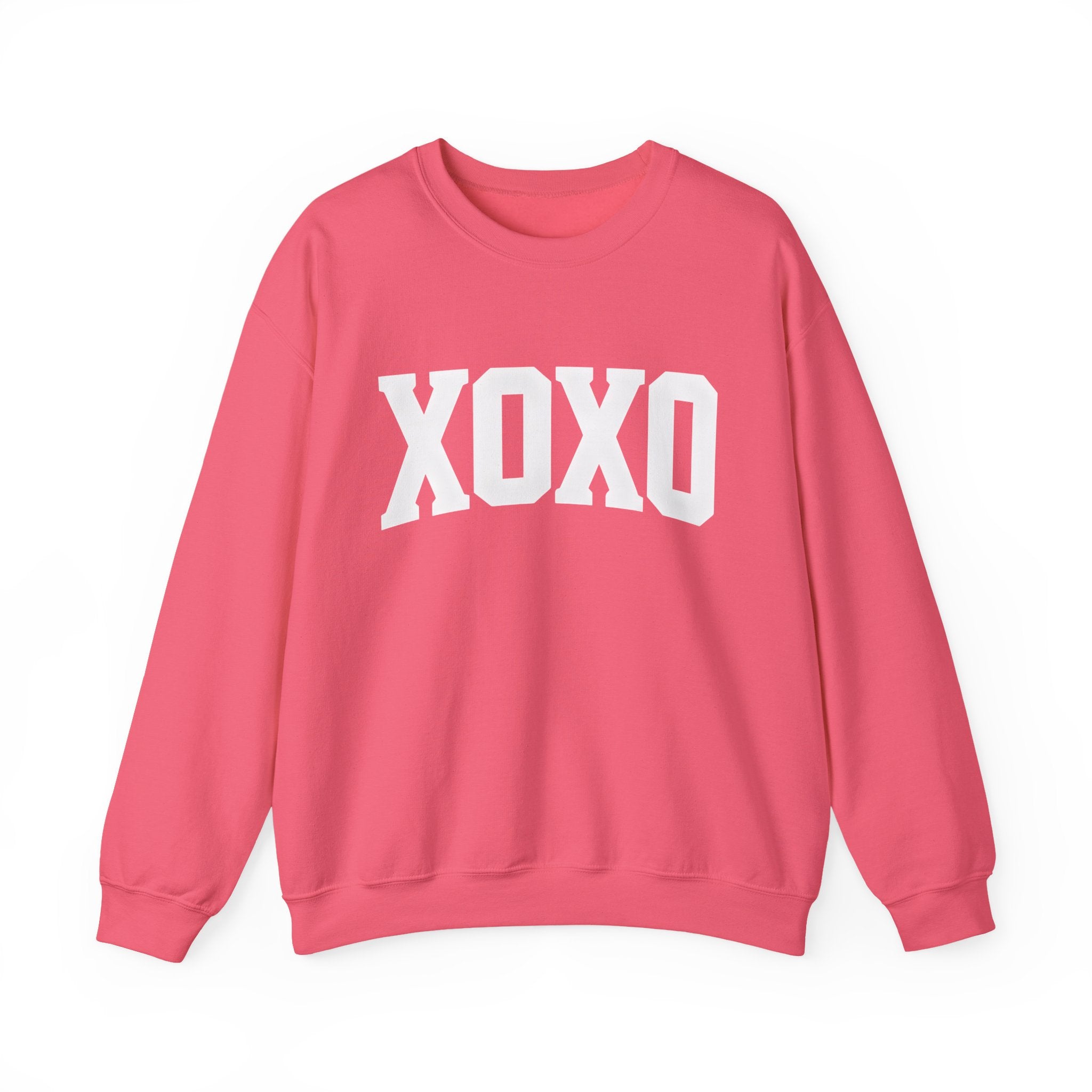 A Valentine Holiday Moon. Ladies, Crew Neck, durable 50/50 cotton poly blend, Graphic Sweatshirt.XOXO.
